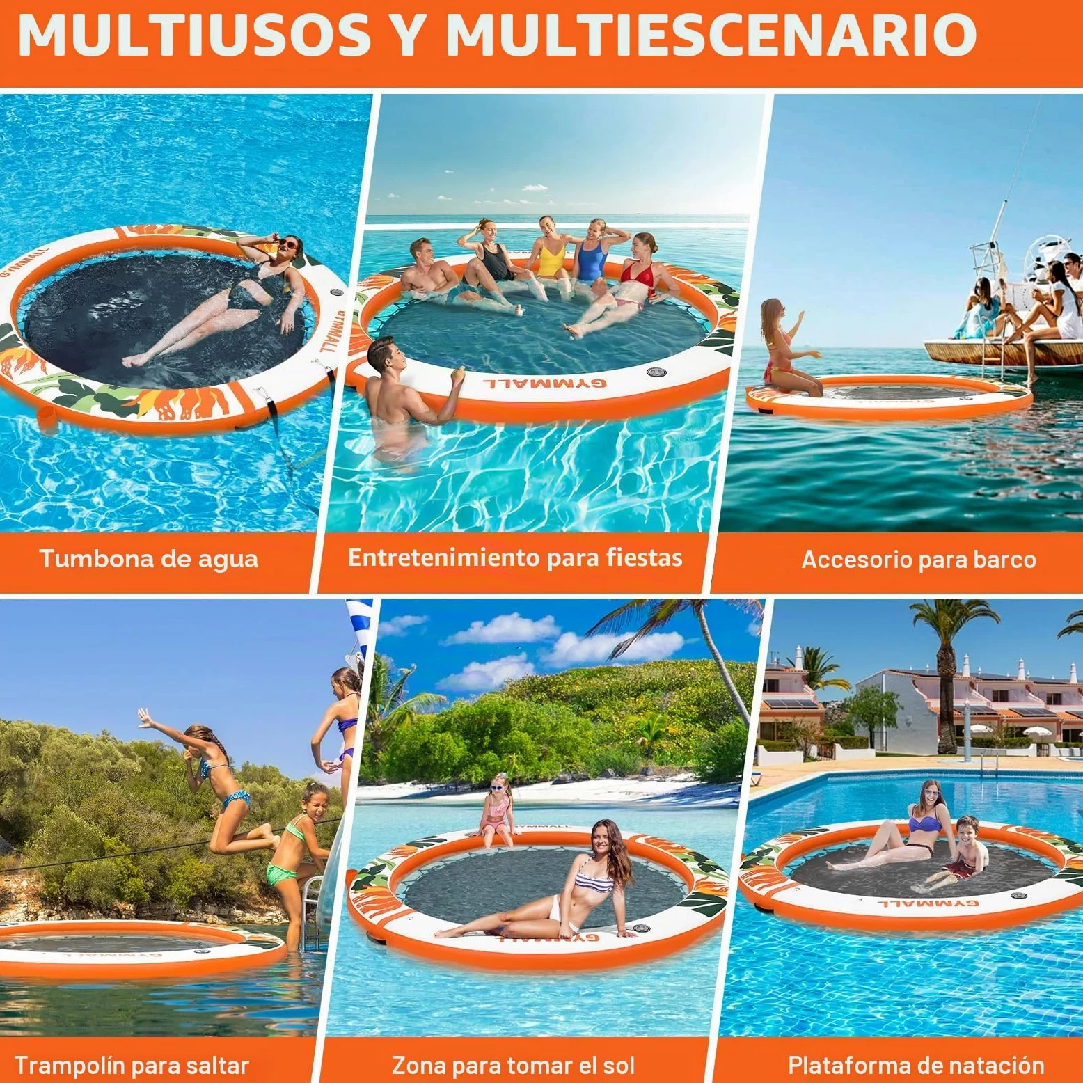 Plataforma Flotante Inflable Colchoneta Piscina 240 cm, Anillo Sunchill, Floating Yoga Dock Isla Flotante Hamaca Acuática Flotador Reposera con Escalera y Portavasos