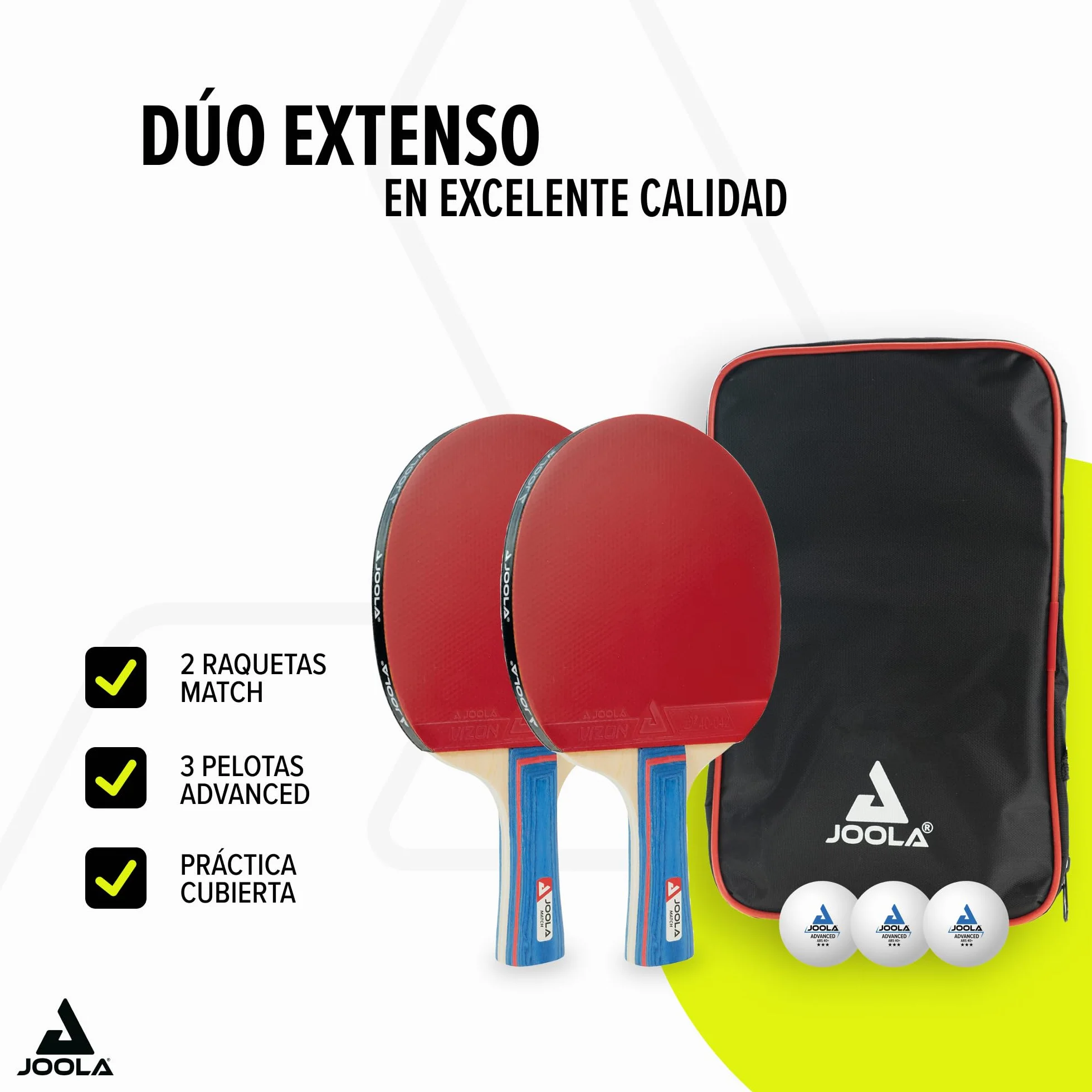 JOOLA Juego de Tenis de Mesa Homologado ITTF - Raqueta, Funda, Red y Pelotas