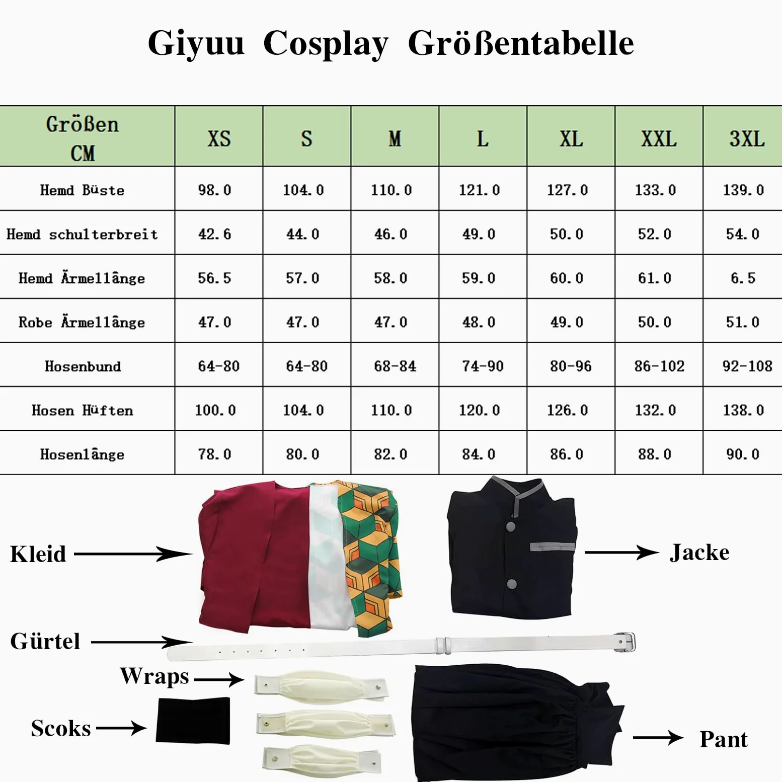 CR ROLECOS Mitsuri Cosplay for Demon Slayer Mitsuri Full Set Tomioka Giyuu Costume Giyuu Anime Outfit for Halloween