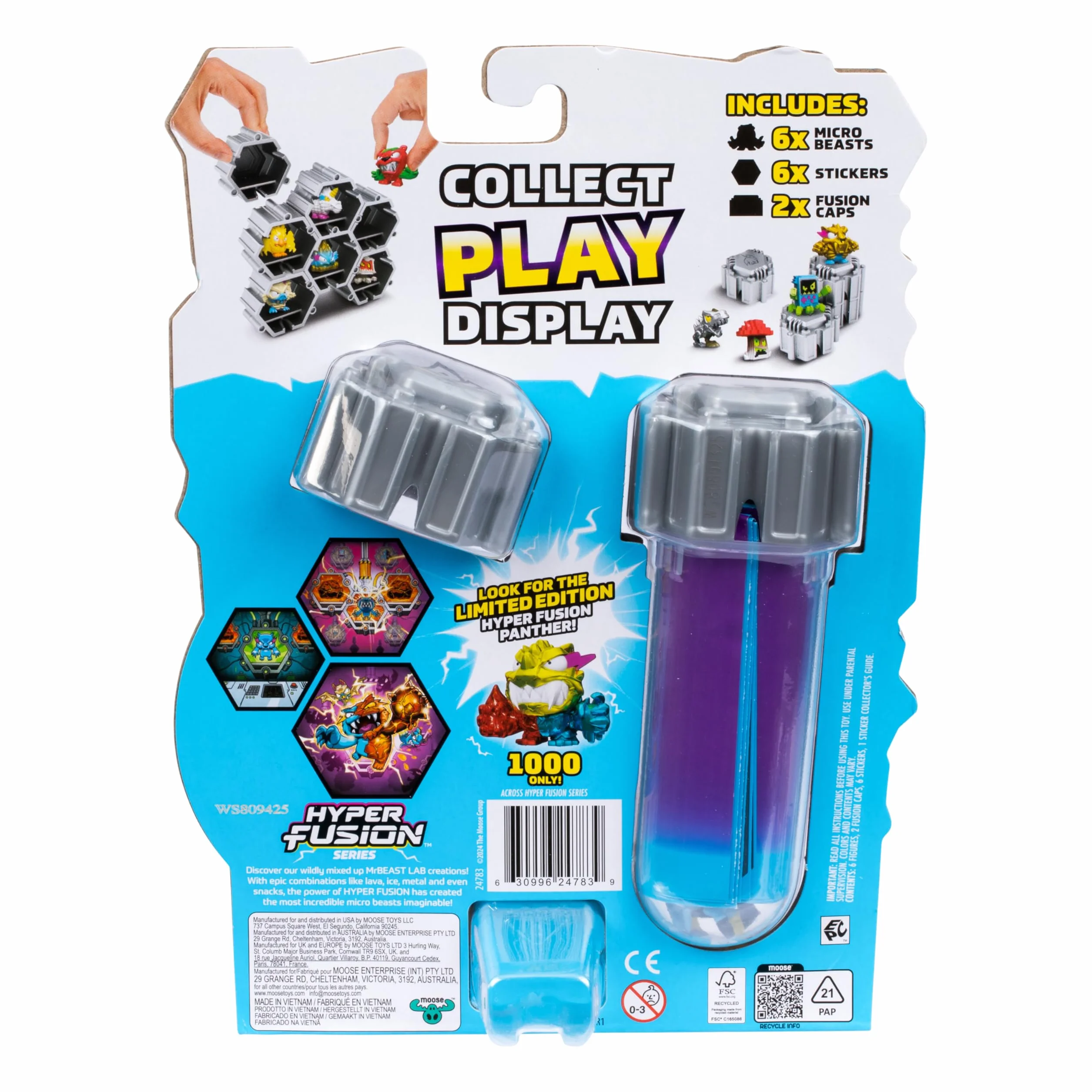 MrBeast Lab Swarms Serie Hyper Fusion, colecciona +100 enjambres, el Pack de Laboratorio Incluye 6 microbestias, Pegatinas coleccionables y 2 cápsulas para Crear tu Propio MrBeast Lab