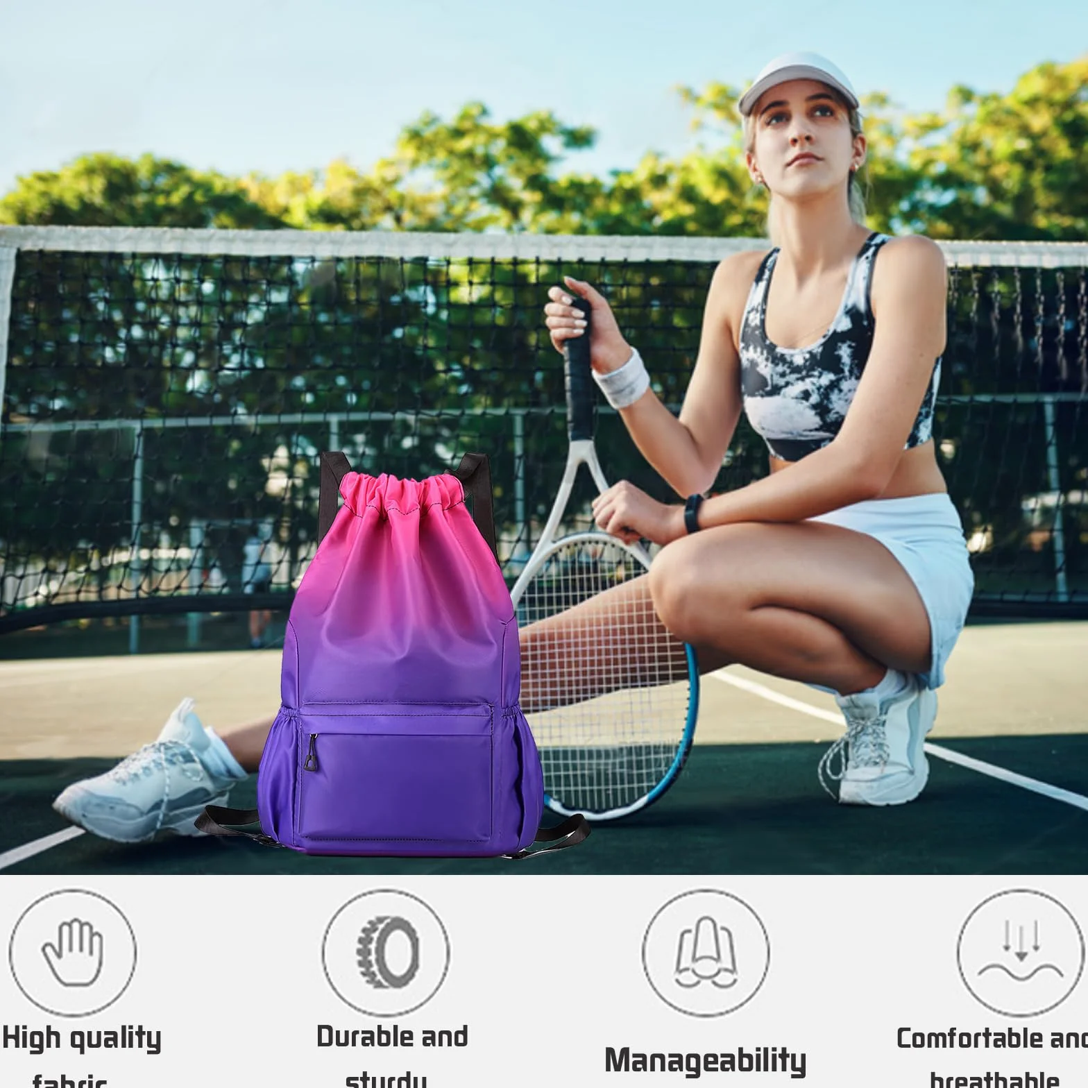 Mochila Cuerdas Impermeable Gran Capacidad para Mujer Hombre Yoga Deporte Viaje
