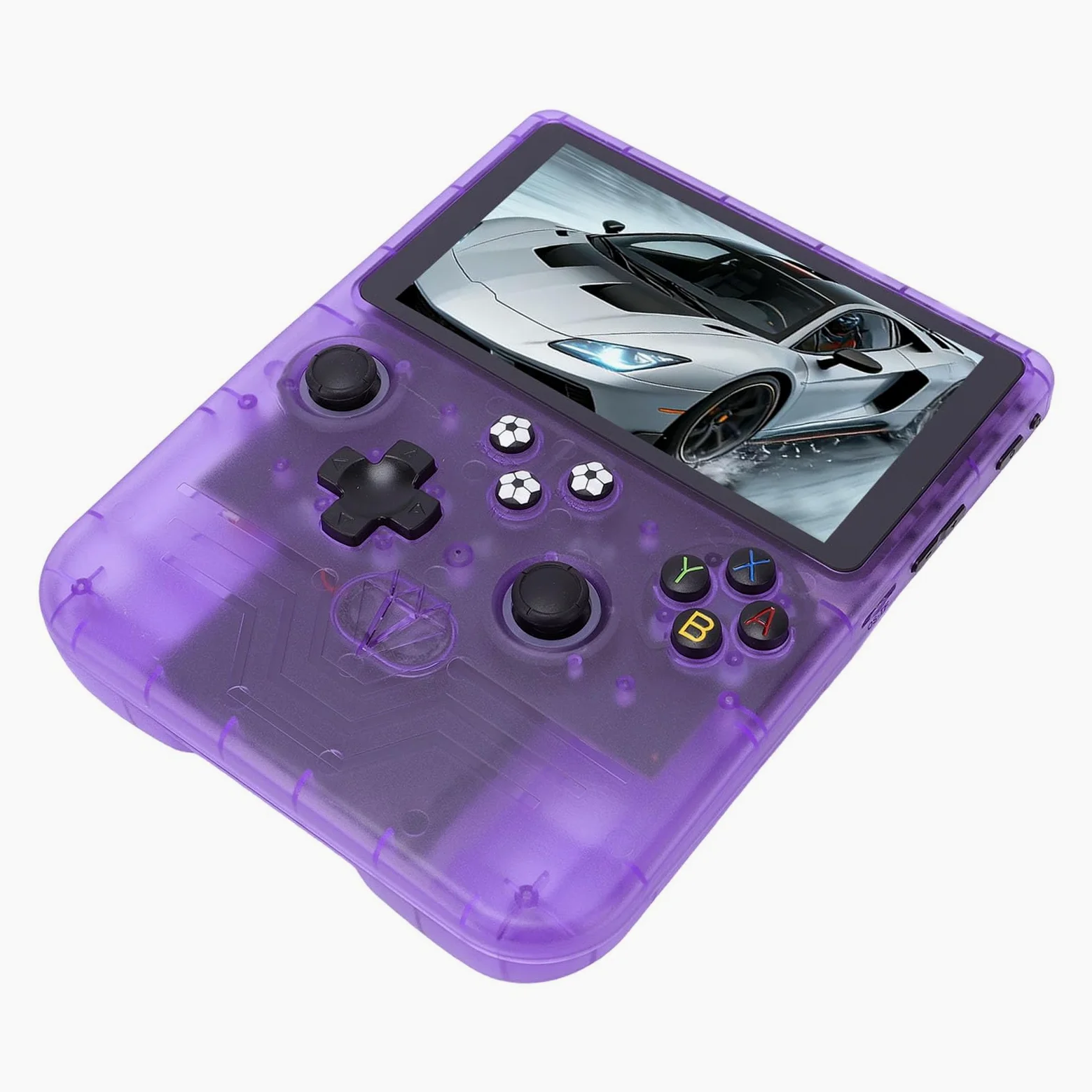 de Juegos Retro Portátil | Consola con Pantalla HD de 6 Pulgadas con Juegos Precargados de 128 GB y Batería de 6000 MAh (Púrpura translúcido)