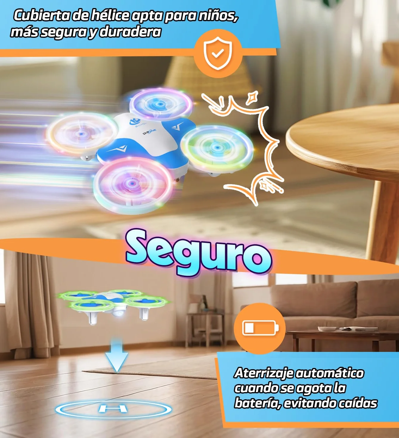 Korffe Mini Dron Para Niños 6-10 Años Avión Teledirigido con Luces LED