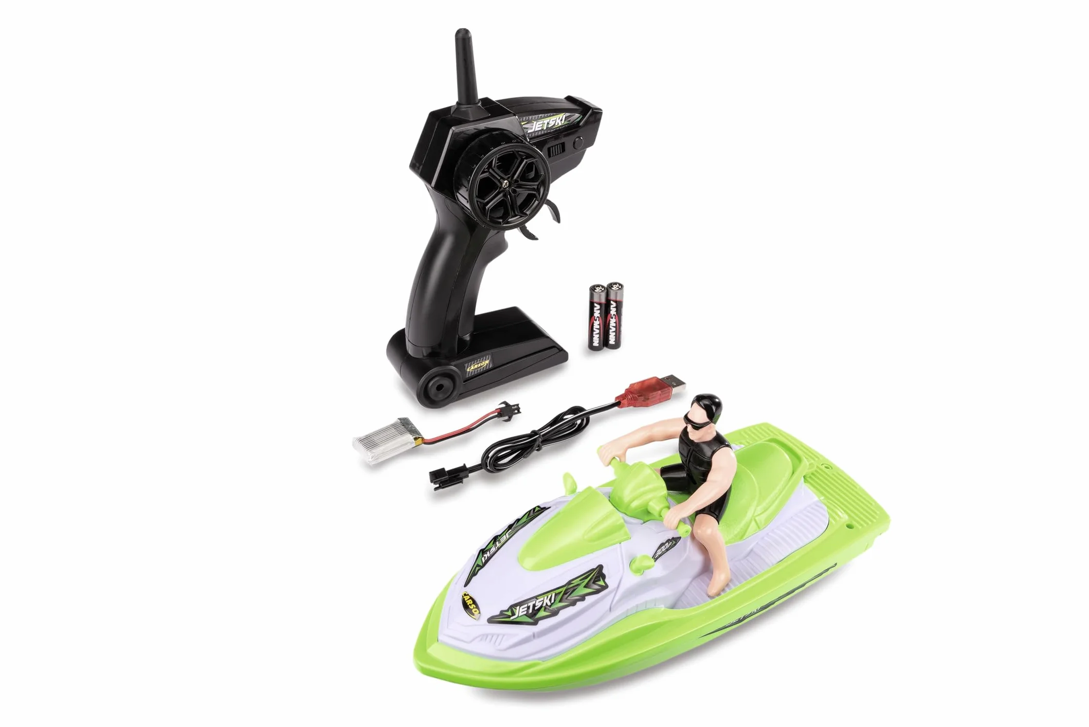 Carson Jetski 2.4GHz RTR - Barco teledirigido para niños y Adultos, Incluye Mando a Distancia, Color Verde