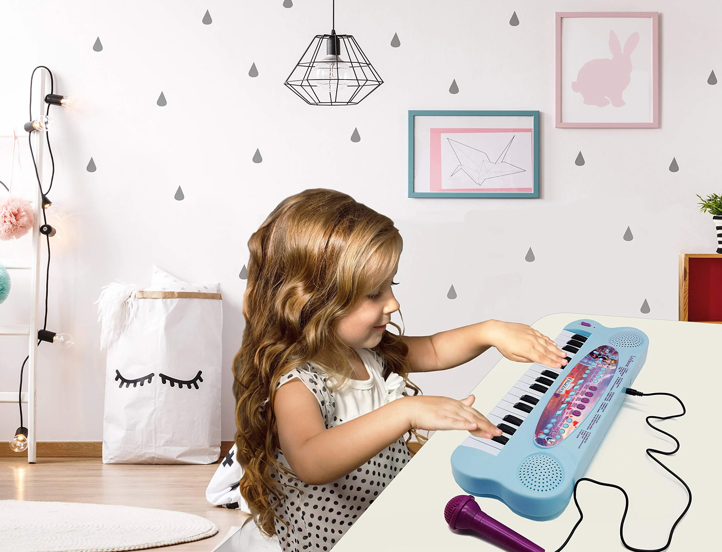 Lexibook, Frozen, Teclado electrónico, Piano 32 Teclas, Micrófono para Cantar, 22 Canciones de demostración, Funciona con Pilas, Azul/Morado, K703FZ