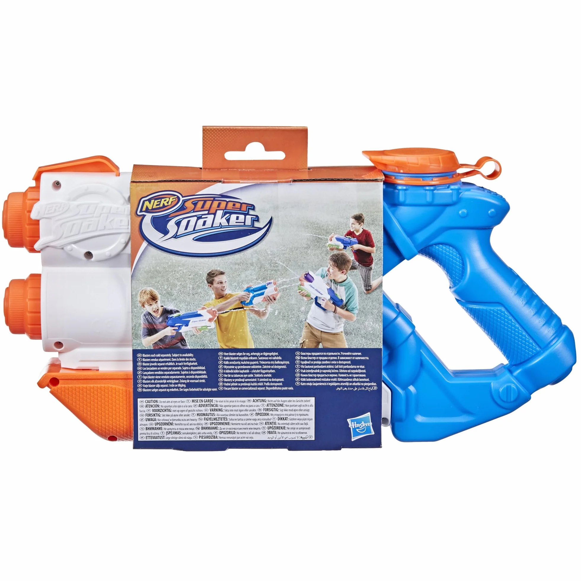 Nerf Super Soaker Twin Tide Lanzador de agua de bombeo 2 cañones Juguete agua al aire libre