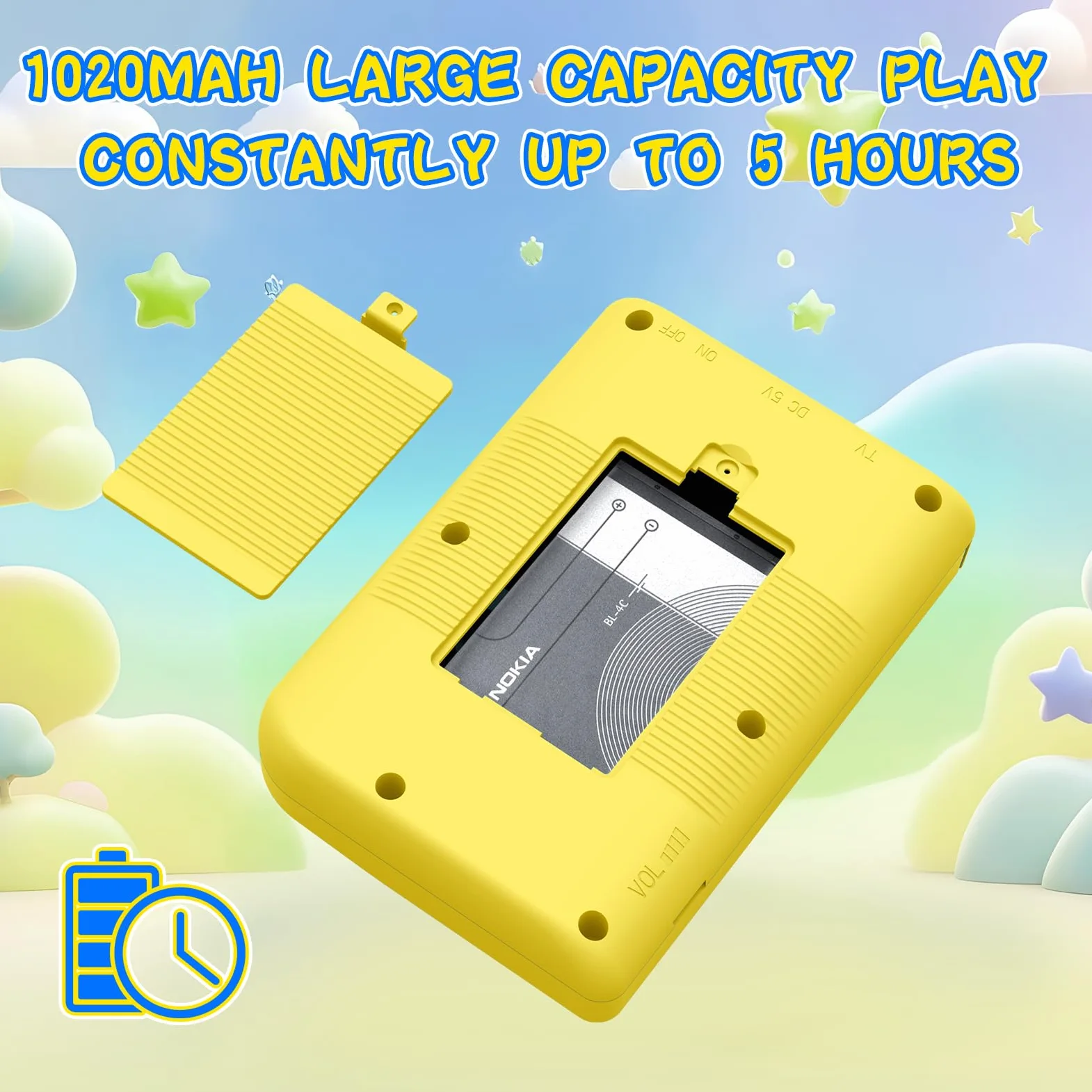 Consola de juegos retro, consola de juegos retro clásica incorporada, pantalla IPS de 3.0 pulgadas, batería recargable de 1020 mAh, consola de videojuegos portátil de arcade (amarillo)