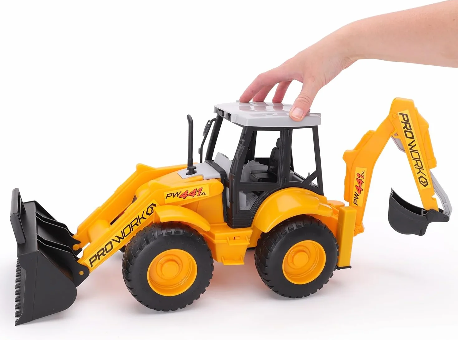 Toyland® 72cm (28") Juguete retroexcavadora Grande – Camión Excavadora de construcción con Cargador Frontal móvil y Brazo de Excavadora Trasero – niños Mayores de 3 años