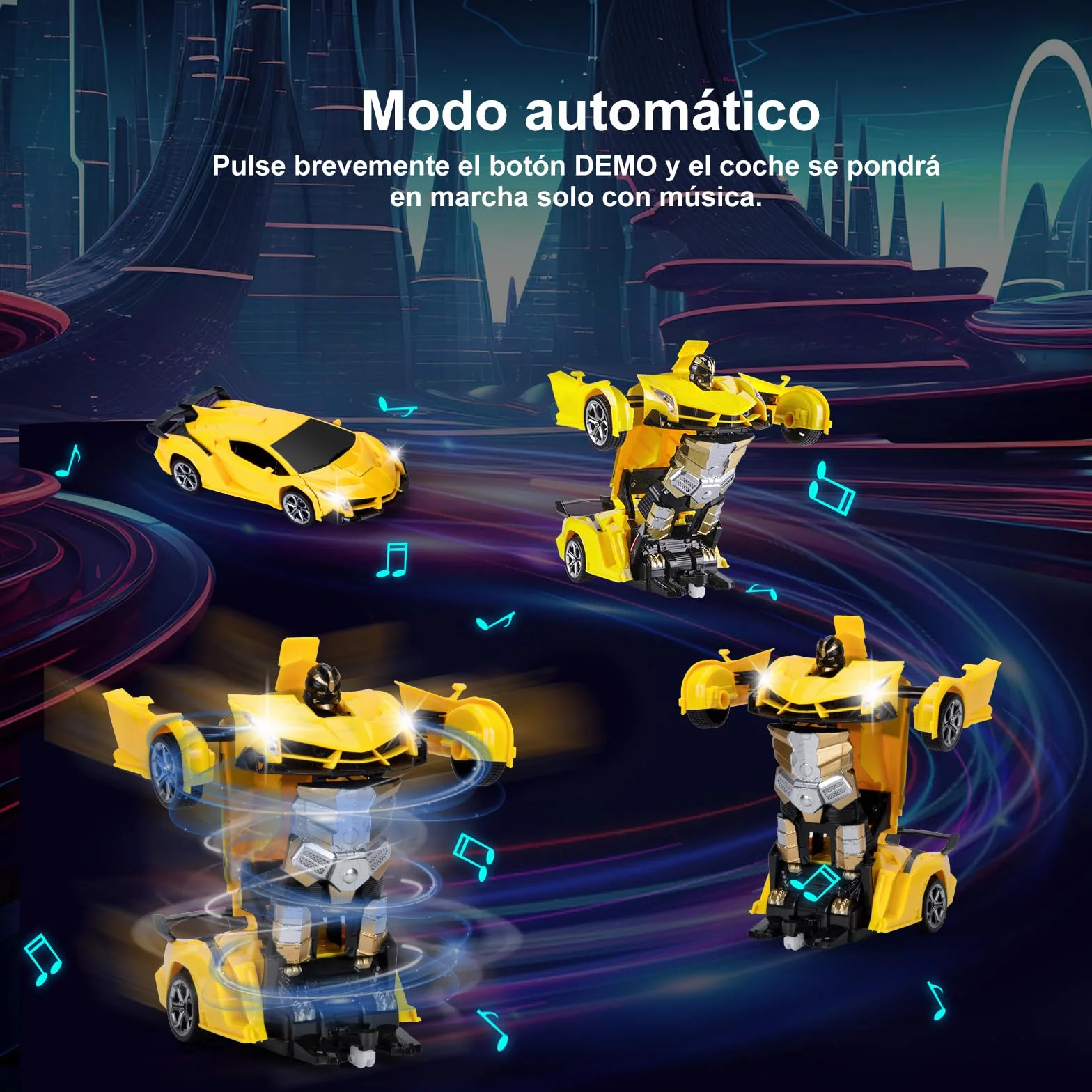 Yellcetoy Transform Juguete Coche Teledirigido, Coche Robot con el Gesto de la Mano Sening Luz Intermitente Música y Efecto de Sonido, Transformador RC Car con Baterías para Niños 3-10 Años Amarillo