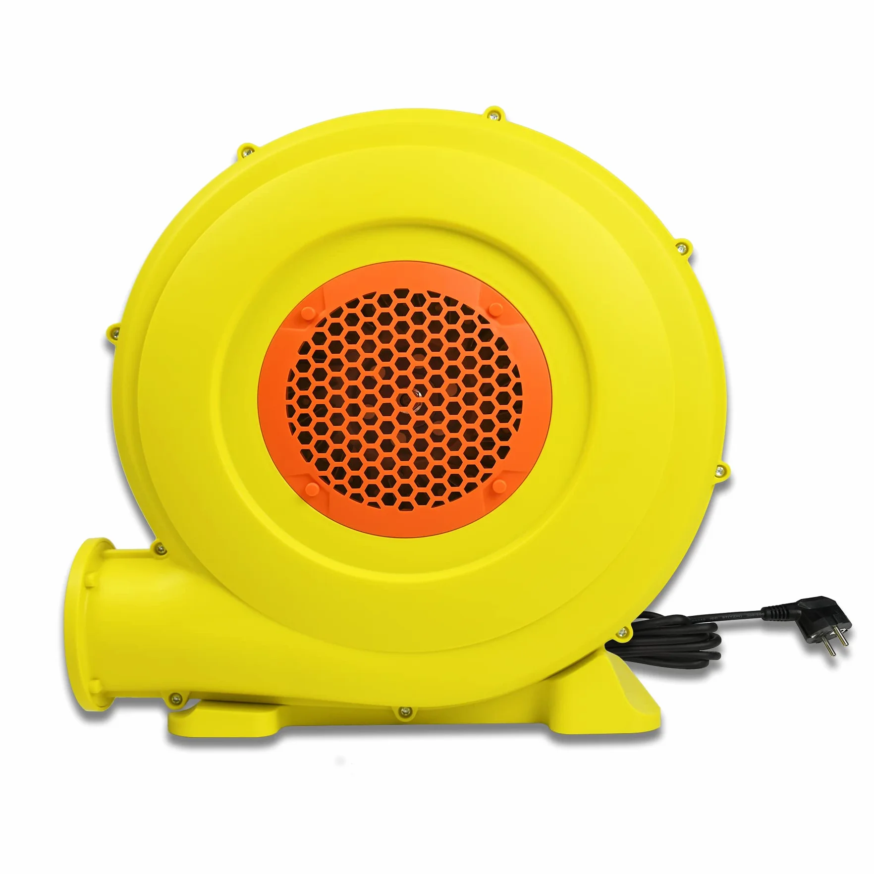 Froadp 750W Ventilador de Aire para Castillo Hinchable 220-240V Bomba Inflable Eléctrica con Mango y Pica de Tierra Ventilador Centrífugo Hinchable Soplador para Juegos Inflables (Amarillo+Naranja)