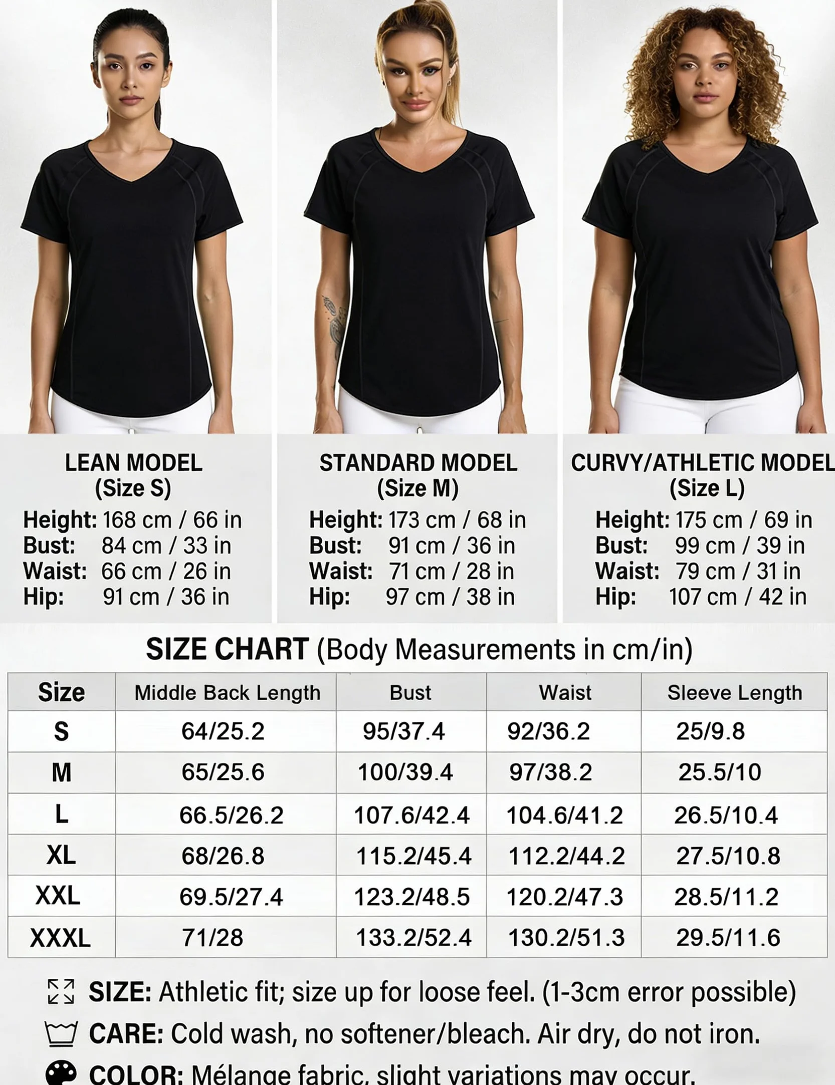 Camiseta Deportiva Manga Corta Mujer Cuello en V Fitness Yoga Top Transpirable Secado Rápido Ropa Entrenamiento S-3XL