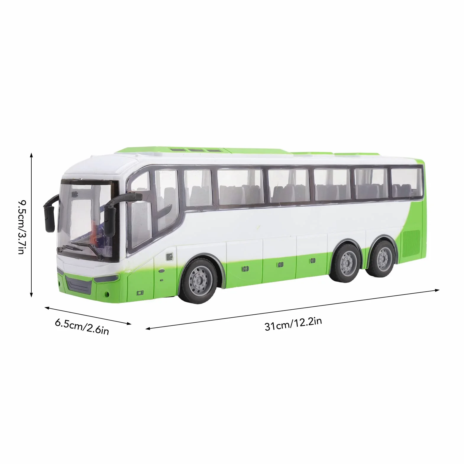 TOPINCN Grande 1/30 Juguetes de Autobús de Control Remoto Modelo de Autobús RC Simulación Educativa Eléctrica Vívida con Control Remoto para Niños Juguetes (Blanco Verde)