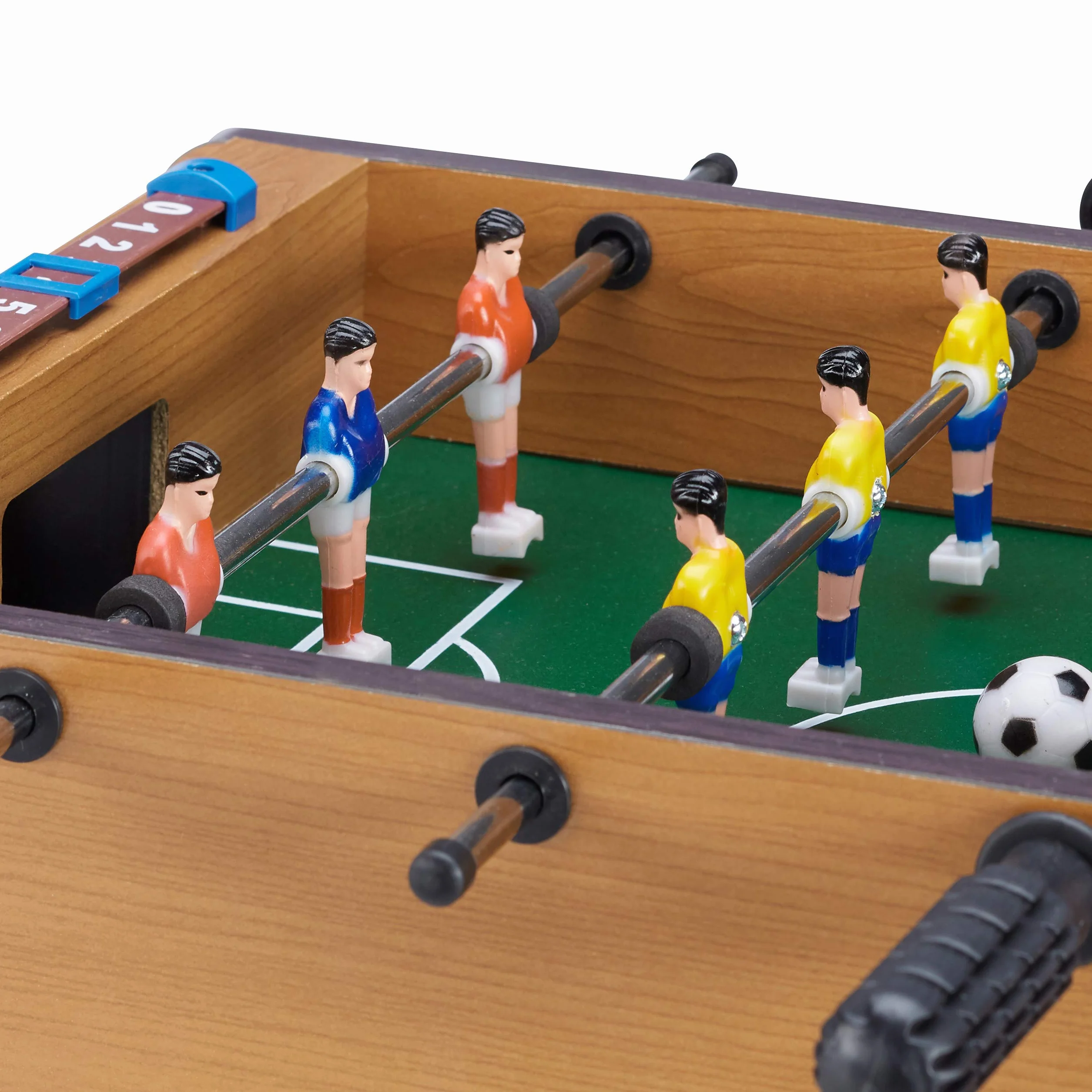 Relaxdays Futbolín de Mesa para 2 Jugadores, Madera MDF, Marrón, 11 x 51 x 50 cm