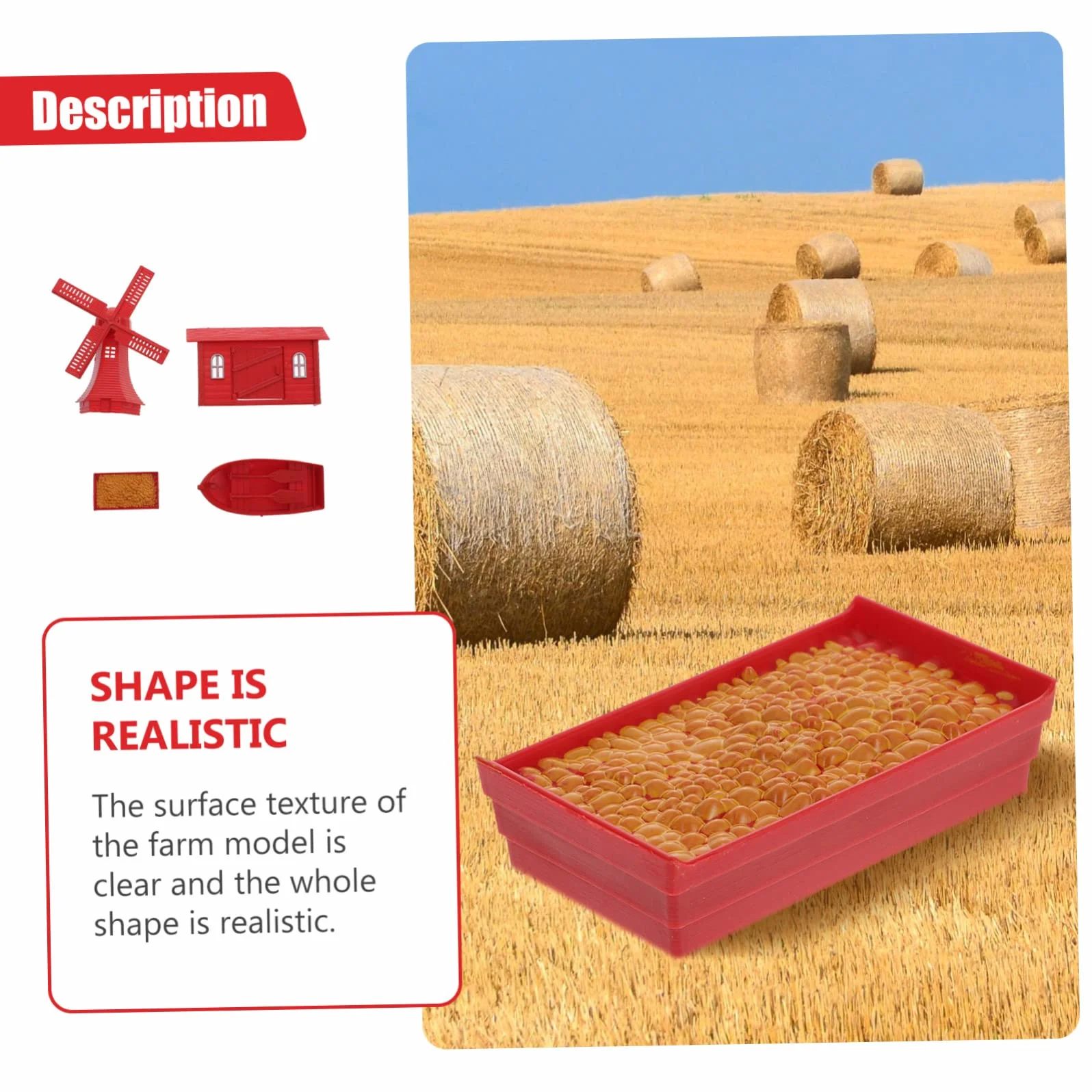 Lurrose 16 Piezas Modelo de Granja Decoracion Miniatura Juguetes Modelo de Granja para niños decoración Juguetes niño Accesorio de diseño en Miniatura Accesorio de Paisaje Molino Rojo