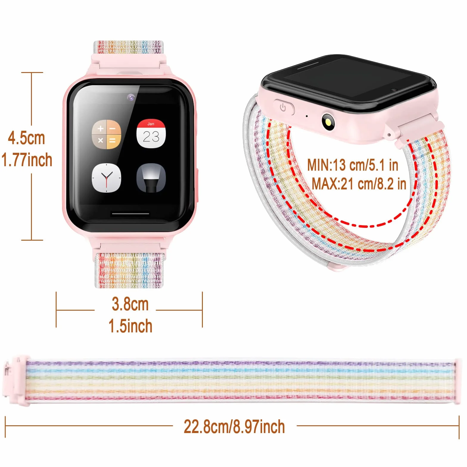 Smartwatch Niños Reloj Inteligente con 10 Juegos Cámara Música SOS Pantalla Táctil Rosa