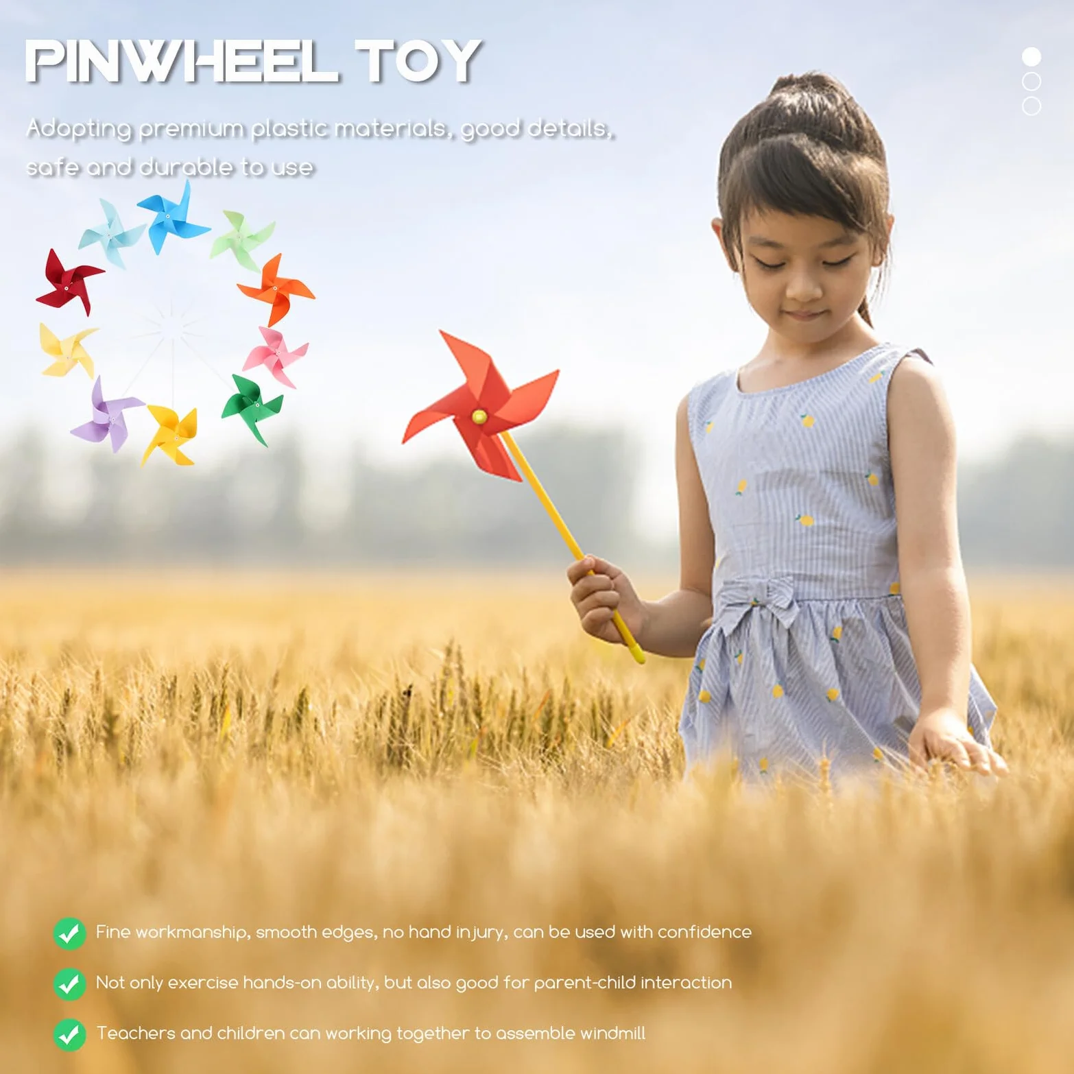 Molinetes de Viento para 12 Piezas, Kit de Manualidades de Papel, Molinillos de Colores Mixtos, Juguete Educativo Temprano para Jardín de Infantes y Juego al Aire Libre