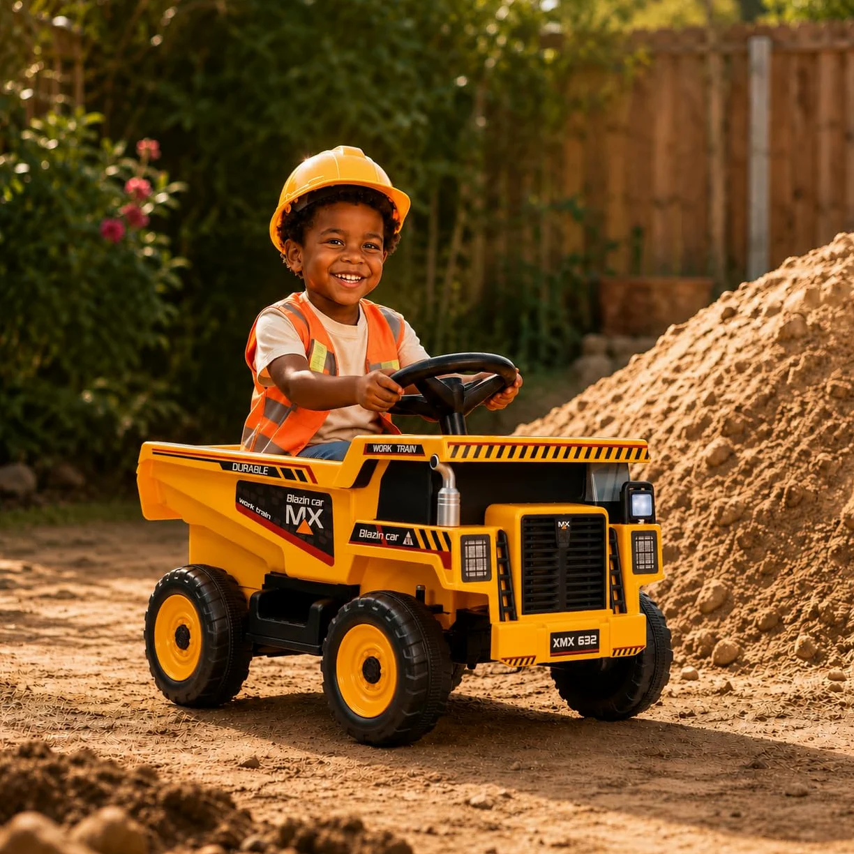 Camión Volquete Eléctrico Infantil 12V ATAA Sand con Mando Remoto | Amarillo – Música, Bluetooth y luces LED