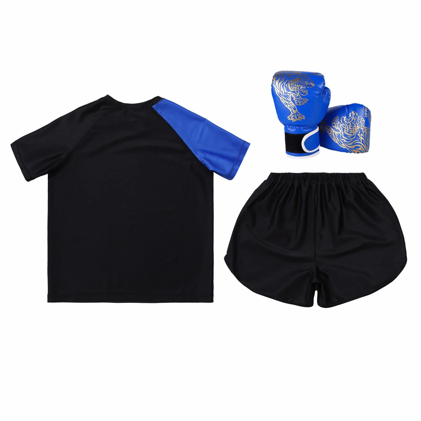 Conjunto de boxeo para niño, camiseta, pantalones cortos y guantes Muay Thai MMA Kickboxing