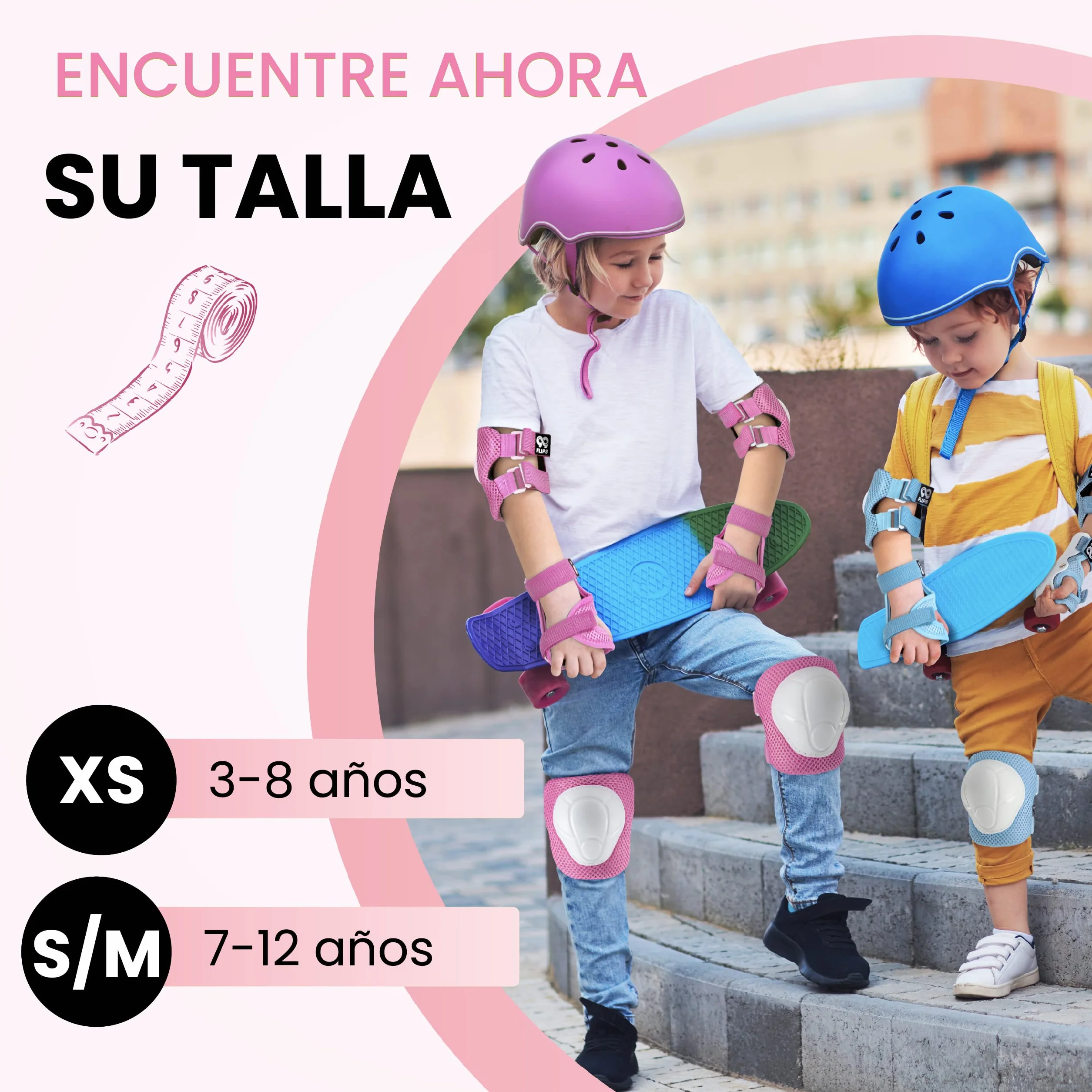 99FLIPS Protecciones Skate Niño Rodilleras Patines Niña - Rodilleras y Coderas Niño - Protección Patines - Protectores Niña