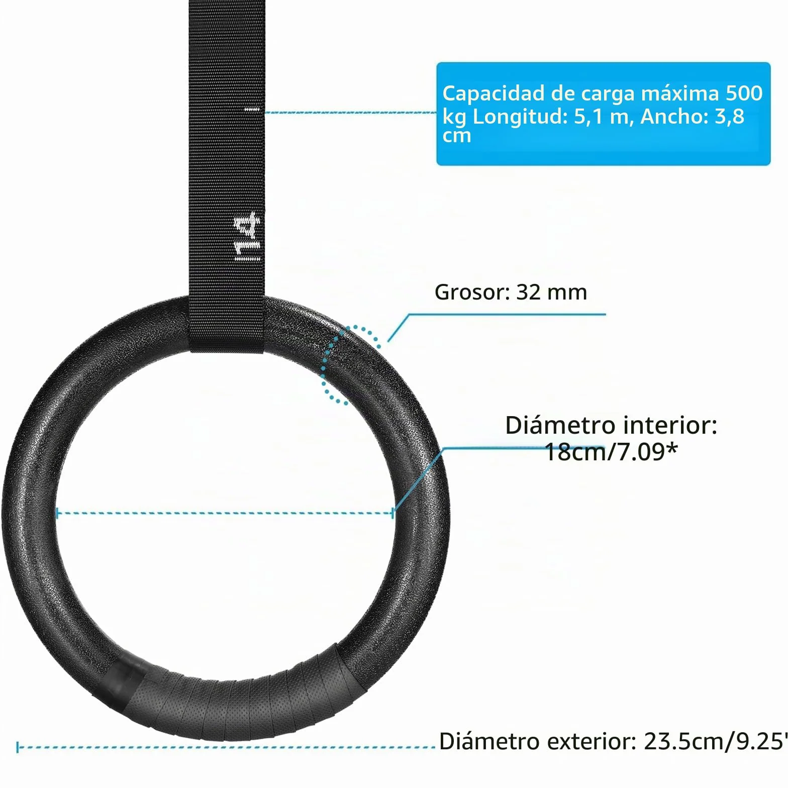 LIFERUN Anillos de Gimnasia de Madera 28 mm/32 mm con Correa Antideslizante y Nylon Ajustable