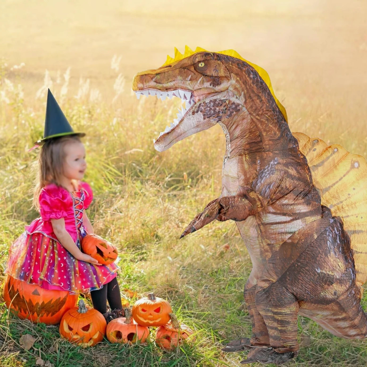 Disfraz de dinosaurio para adultos, disfraz inflable de Spinosaurus, disfraz de Halloween, carnaval, fiesta de cosplay (color marrón)