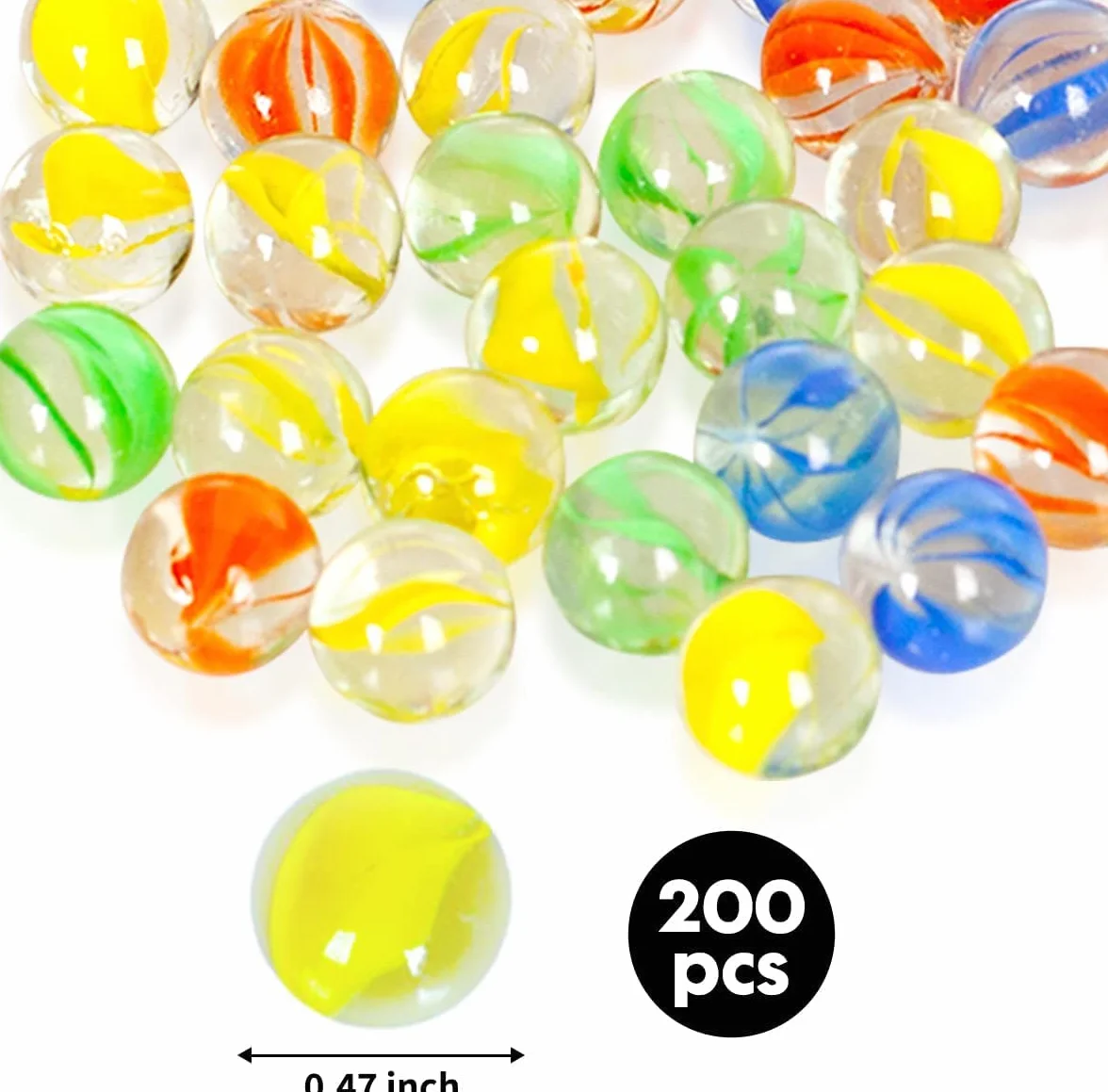 Powerking Bolas de Vidrio, Bolas de Cristal de Ojos de Gato Coloridos para niños para Juguetes/Juegos/Juegos/decoración de Pescados/Plantas 200 unids