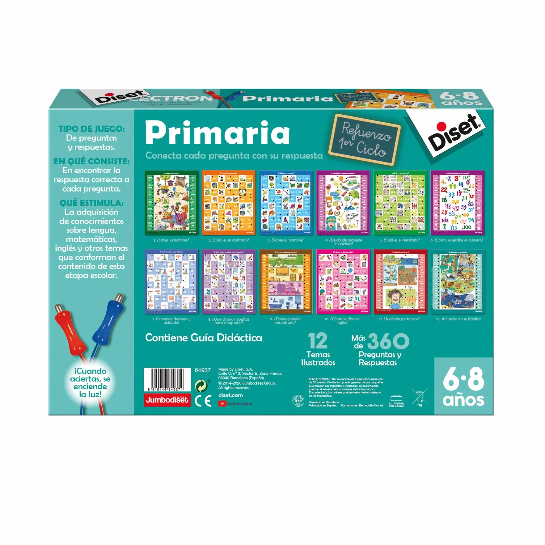 Diset, Lectron Primer Ciclo de Primaria, Juego Educativo de asociar Preguntas y respuestas a Partir de 6 años, Multicolor