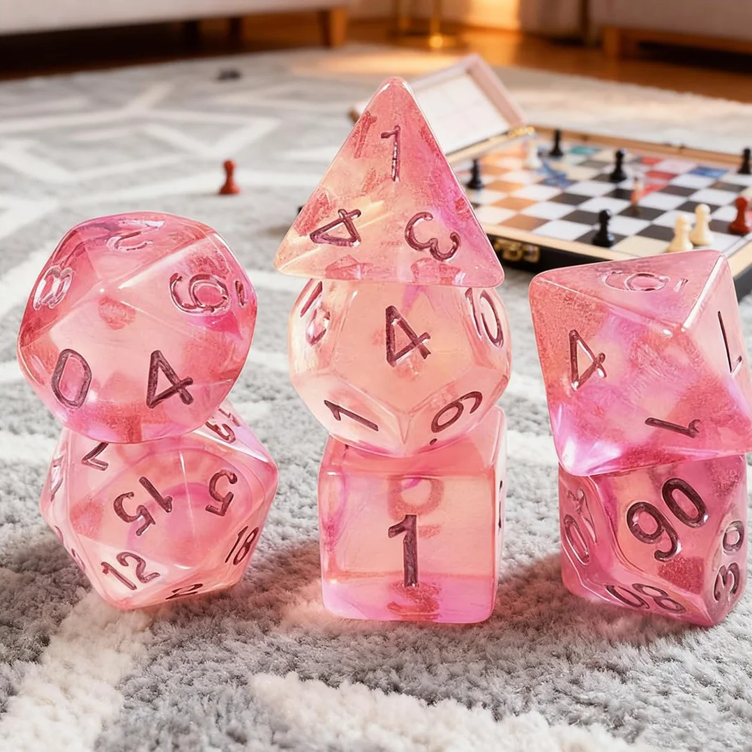 Set de 7 Dados Poliédricos (rosa)