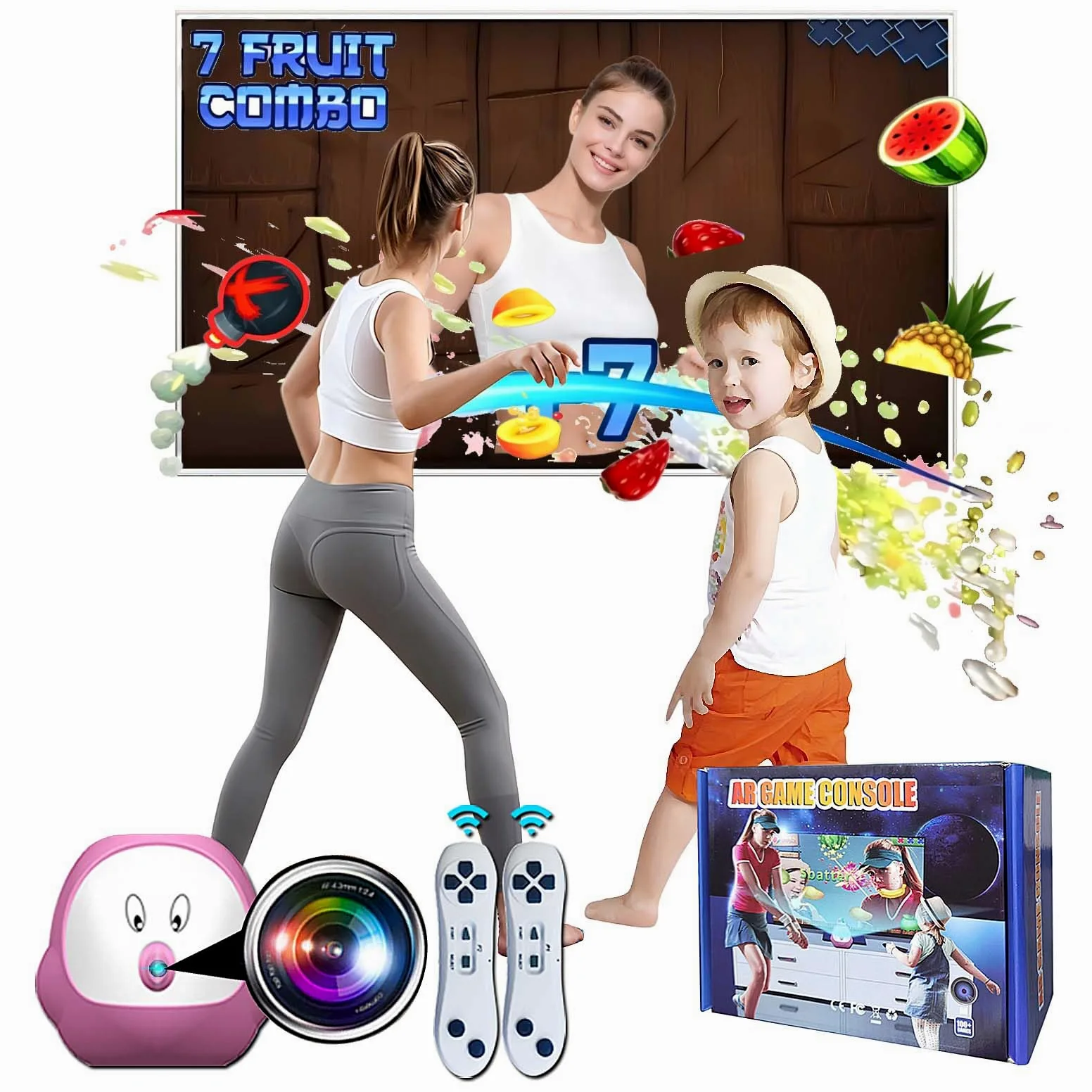 Consola de juegos para niños y adultos, sistema de videojuegos retro con 100+ juegos,17 juegos AR de cámara, 2 controladores de juegos,Salida HD, regalo de juguete para niños y niñas a partir