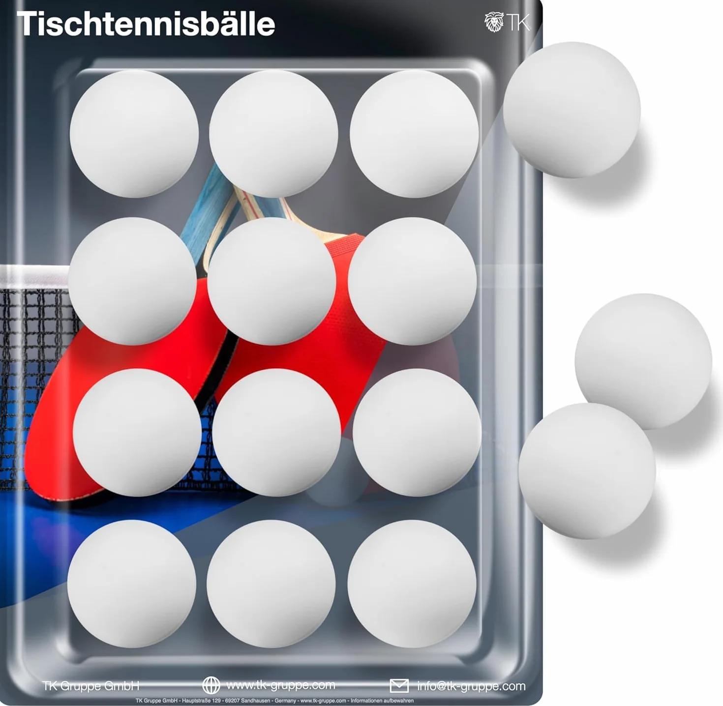 Pelotas de Ping-Pong TK Gruppe Timo Klingler 40 mm Blancas para Tenis de Mesa