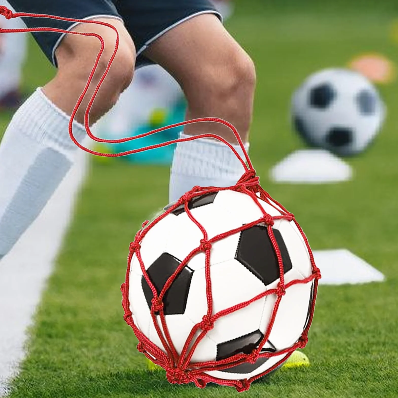 Malla para balones de fútbol con cordón, almacenamiento de voleibol, portador de una sola pelota