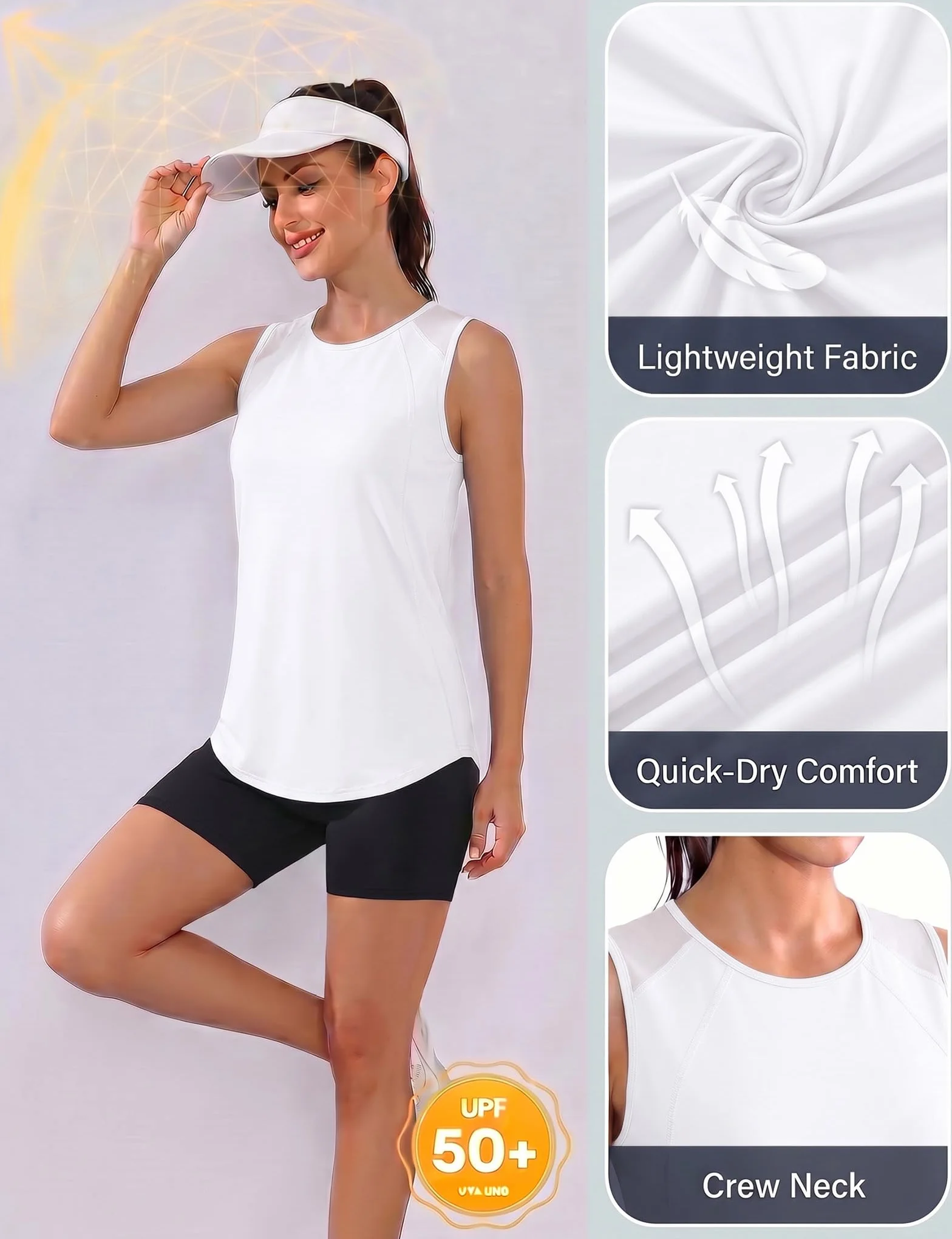 Camiseta sin Mangas Deportivo Tirantes Mujer Ligera Transpirable para Yoga Gimnasio Correr