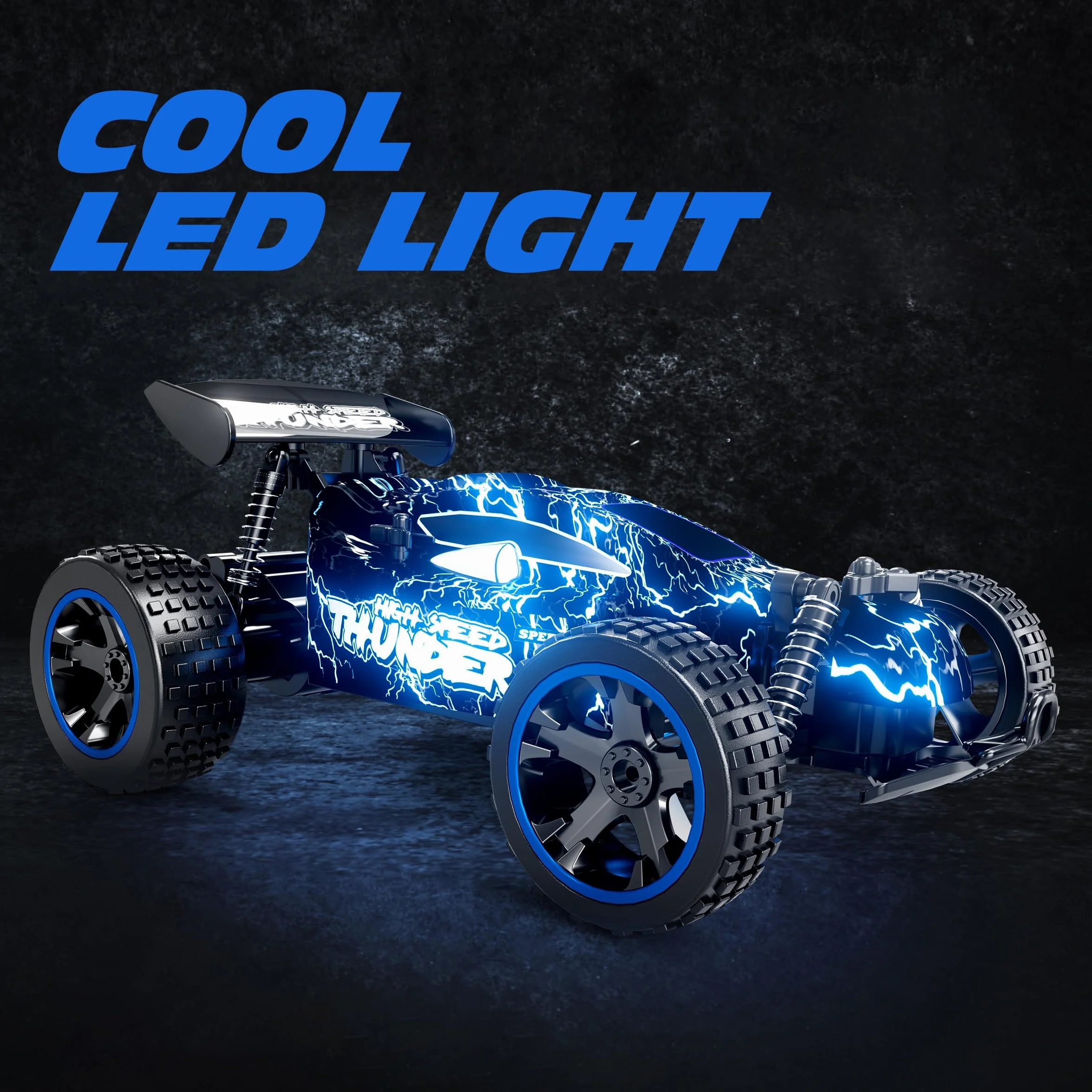 Tecnock Coche Teledirigido para Niños 1:18, Coche RC 2WD de Alta Velocidad 20 km/h, Buggy Todoterreno 2,4 GHz con Baterías Recargables para 50 Min, Regalo para Niños y Niñas