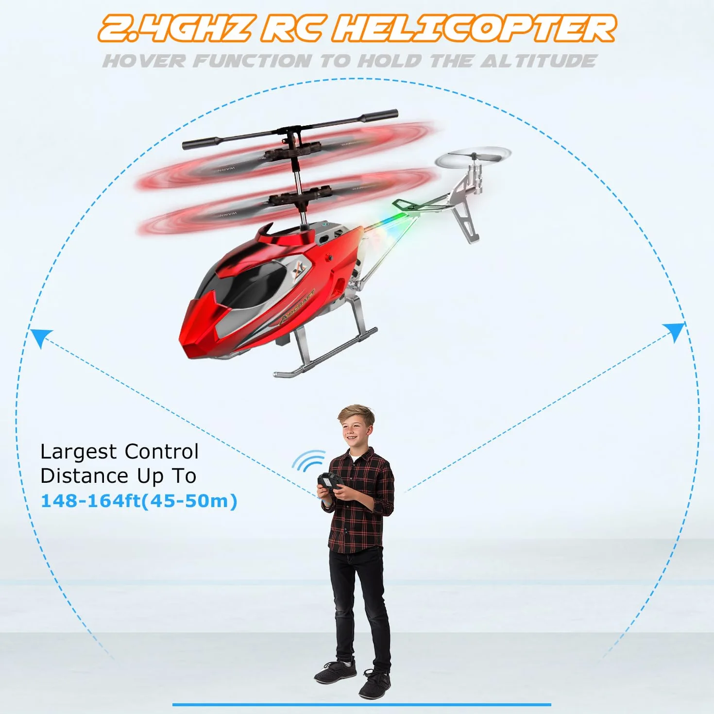 TERRAMUS Helicóptero para niños, helicópteros con giroscopio, Juguete de Interior de avión, Velocidad Alta y Baja, Regalo para niños y Adultos Principiantes