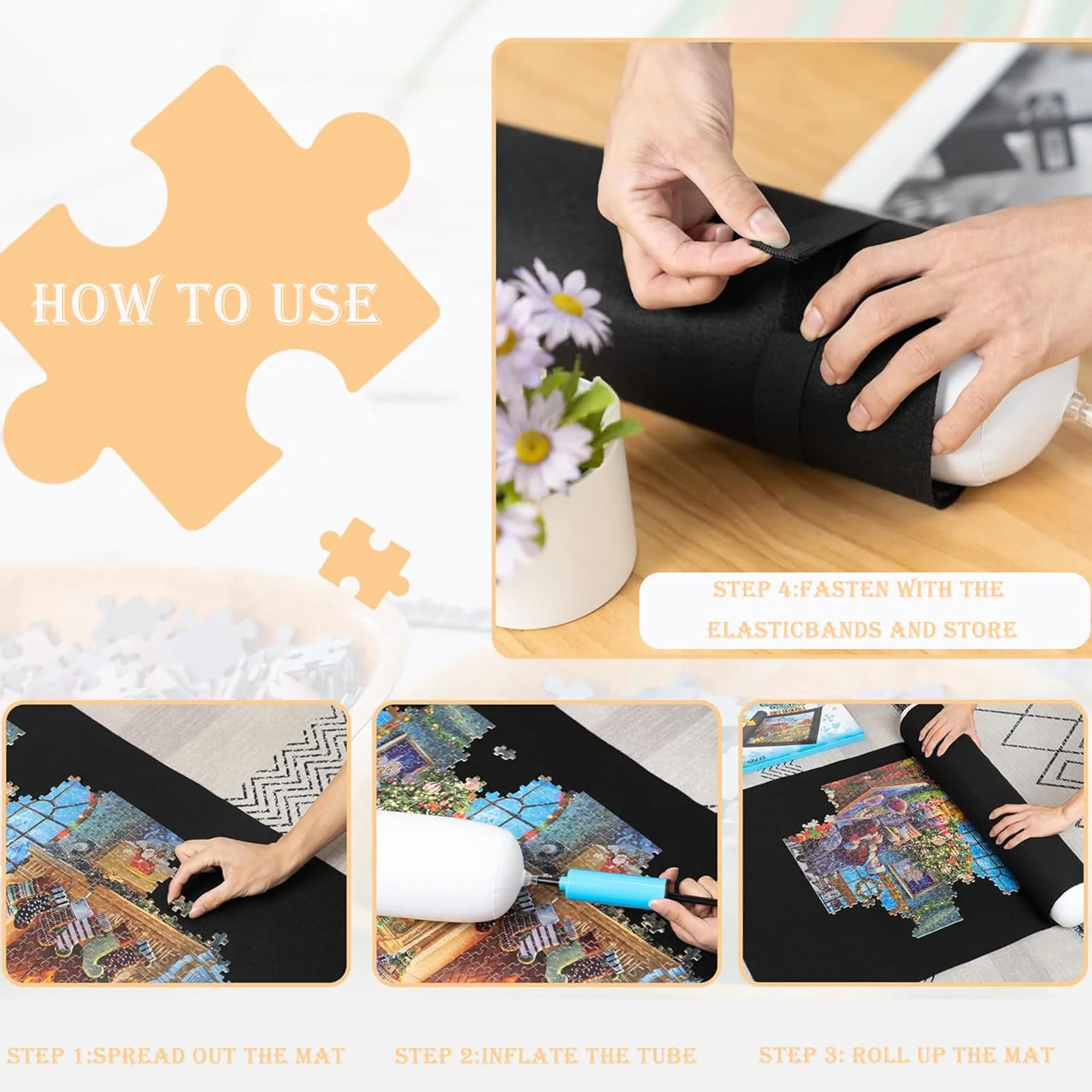 Puzzelmatten für Puzzle bis 1000, Puzzle Teppich Matte, Teppich für bis zu 1500 Teichen, praktischen Zubehör zur Aufbewahrung von Puzzles, Jigsaw Mat