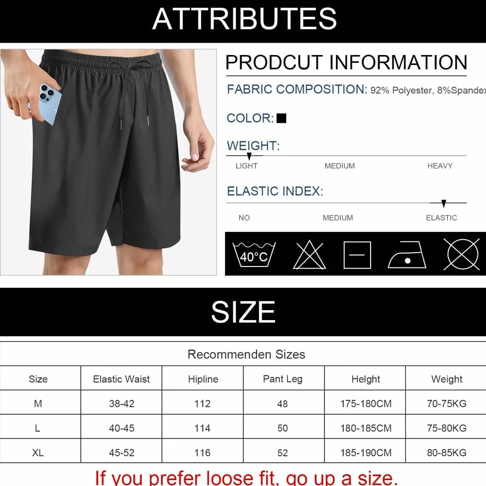 AOMIG Pantalones Cortos Deportivos de Secado Rápido para Hombre, Ligeros y Transpirables para Entrenamiento, Correr, Gimnasio