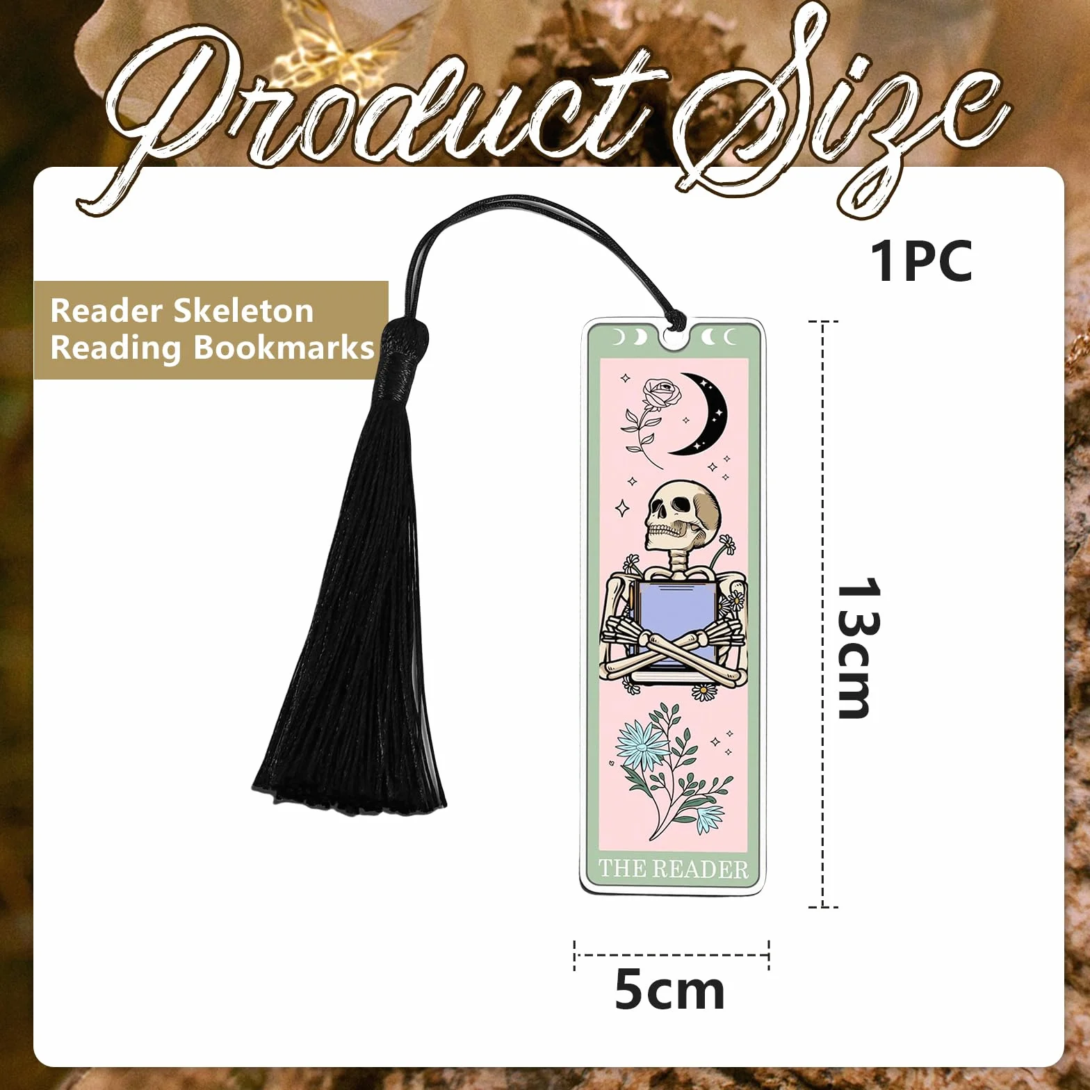 GlamRays Regalos para Amantes de los Libros para Mujeres Marcadores Navideños Marcadores Divertidos para Mujeres Hombres Tarot Marcadores Esqueleto Cartas del Tarot (Verde Claro)