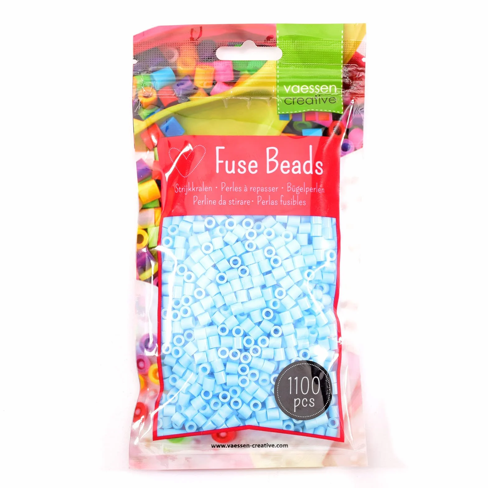 Vaessen Creative 5009-012 Perlas Fusibles, Azul Claro, Set de 1100 Piezas DIY para Niños, Creación de Joyas, Decoraciones Hechas en Casa y Otras Ideas de Manualidades, 5mm