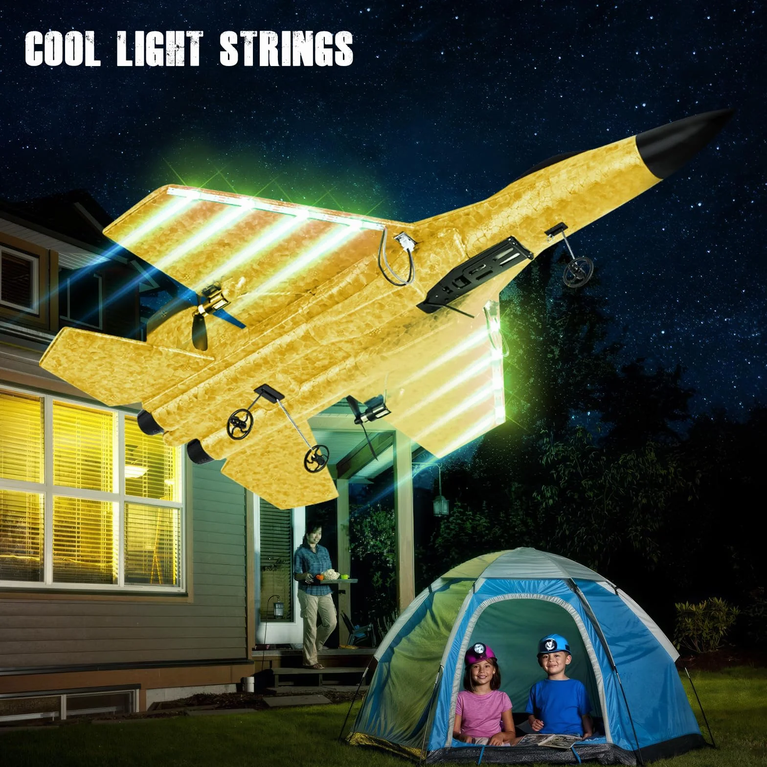 Avión de Control Remoto, Avión RC de 2,4GHz, 2 Modos de Inicio, Aviones de Control Remoto con Sistema de Vuelo Giroscópico de 3 Ejes, Luz Nocturna LED y Carga USB para Principiantes y Niños