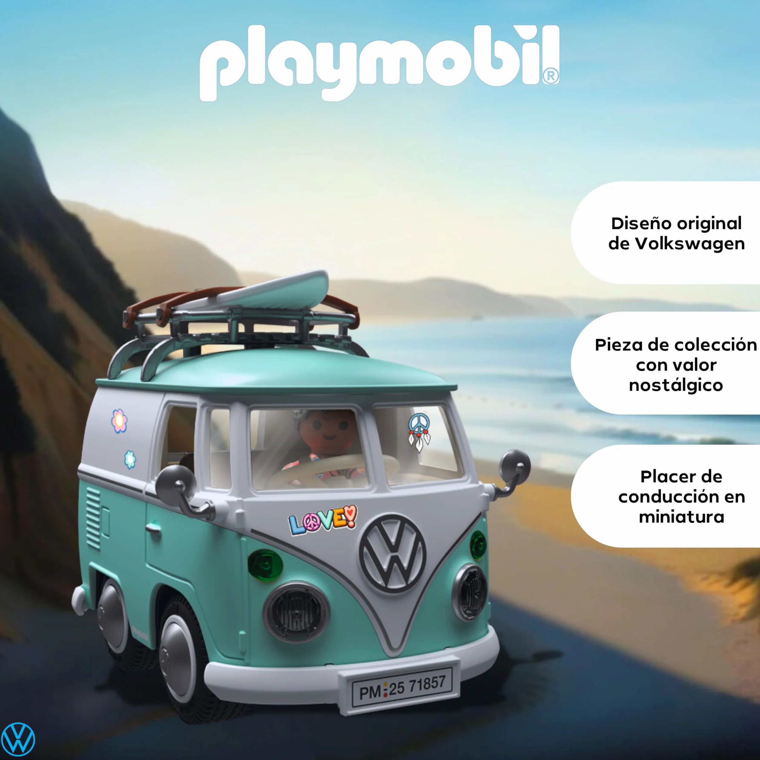 PLAYMOBIL | Collector Cars | Volkswagen T1 Camper | Coche de colección para Adultos y niños | con Pegatinas para Personalizar | Regalo para Fans de Autos | Diseño detallado | 71857
