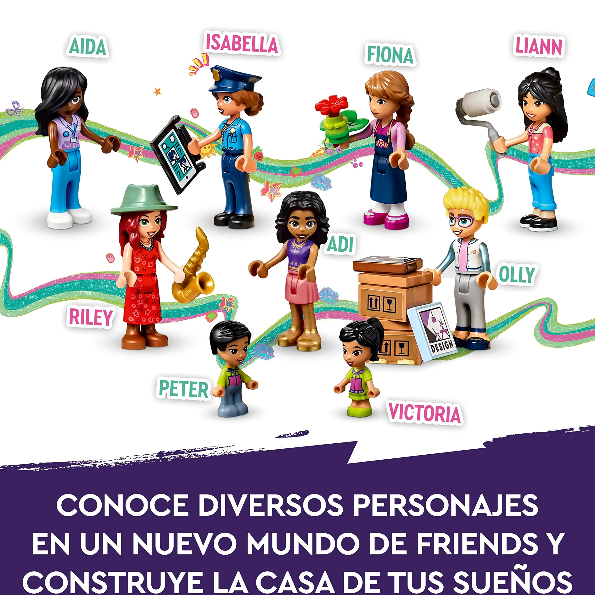 LEGO 41732 Friends Floristería y Tienda de Diseño del Centro, Casa de Muñecas para Decorar, Regalos para Niñas y Niños de 12 Años y Adolescentes, 9 Personajes, Juguete Personalizable para Construir