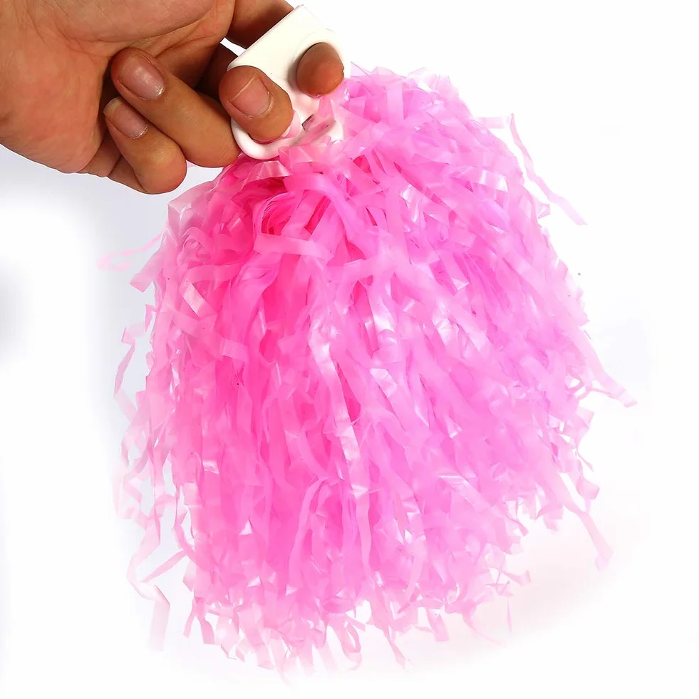 ANGGREK Pompones de Animadora Rosa 2 Piezas con Anilla 50g Cada Uno para Baile Deporte Escolar