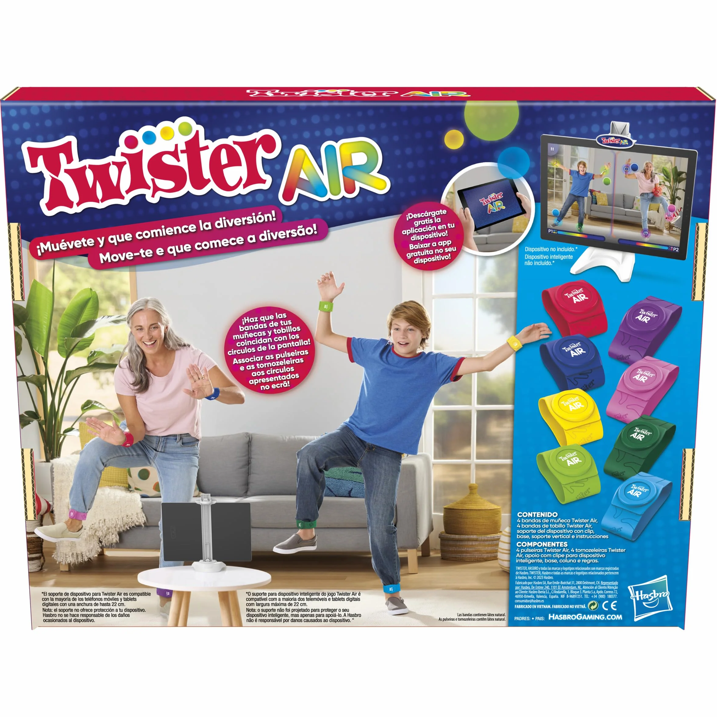 Hasbro Gaming Twister Air Juego RA Conecta Dispositivos Inteligentes Activos Fiesta 8 años