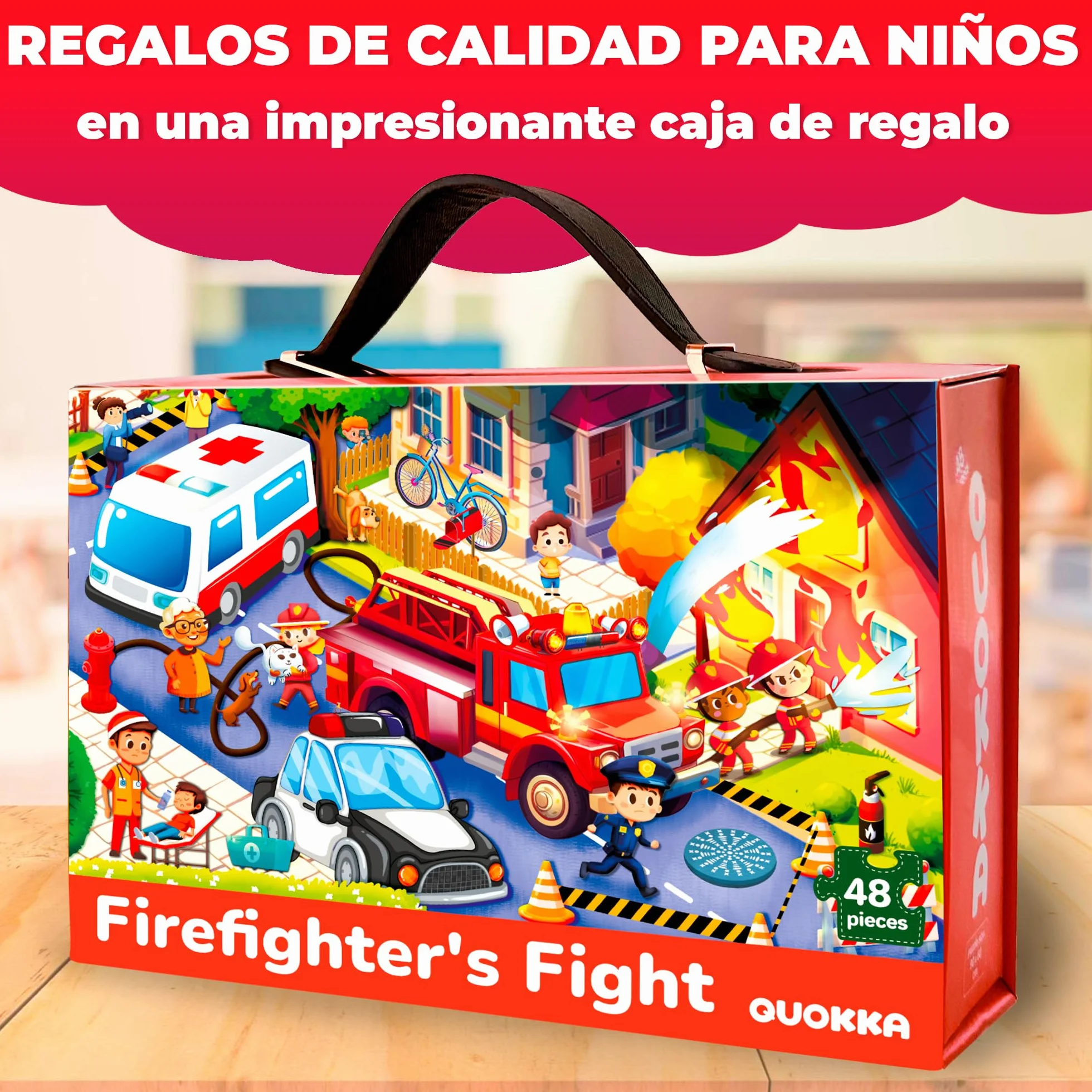 QUOKKA Puzzle Gigante Niños 3 4 5 Años - 60x90 cm 48 Piezas Puzzle XXL de Suelo Infantiles 5 6 Años - Grande Juguete Camión de Bomberos - Regalo Educativo para Niños y Niñas de 2 a 6