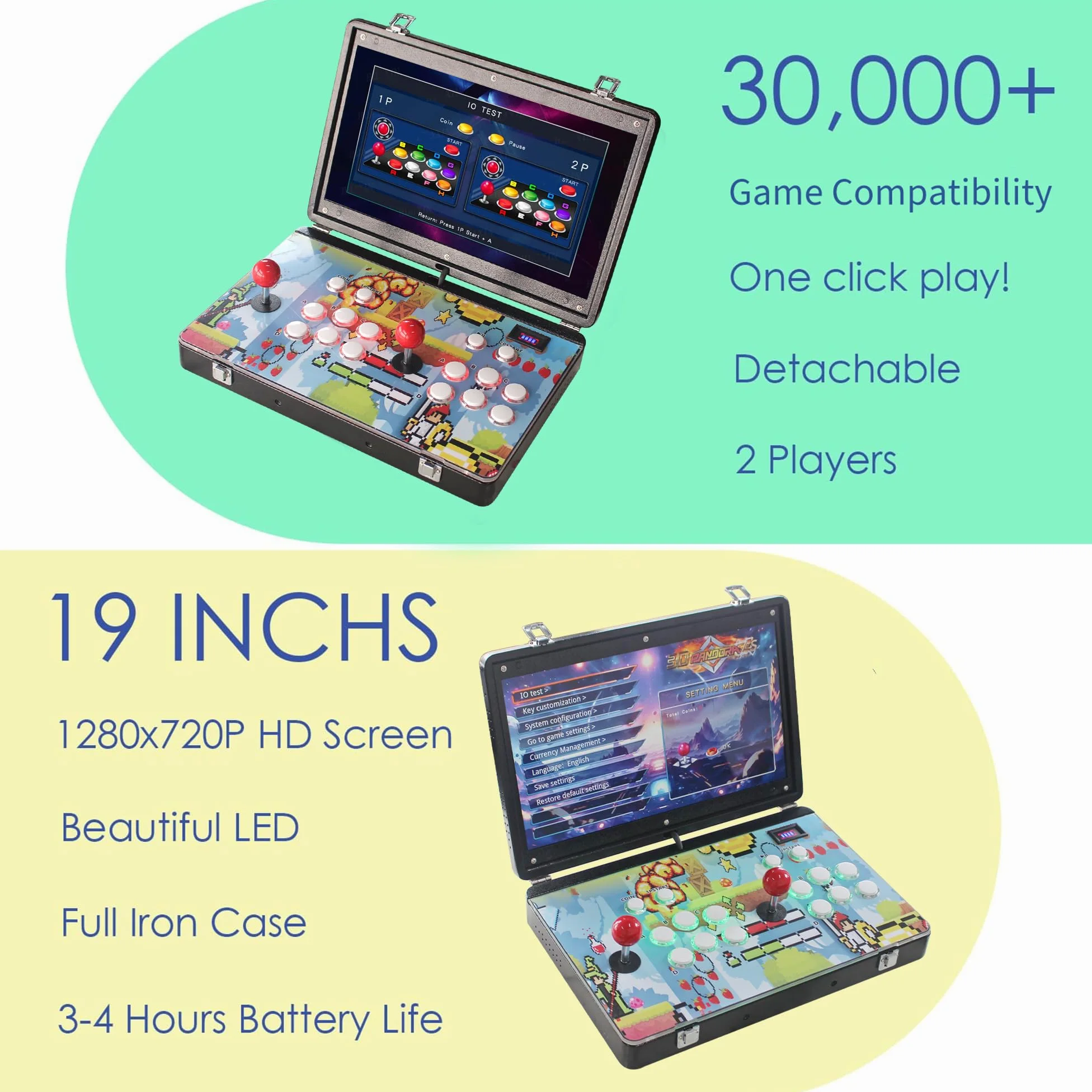32000 en 1 Consola de juegos Arcade portátil, visualización HD de 19 pulgadas, caja de metal para doble reproductor, caja de hierro DX, máquina de videojuego retro electrónica de búsqueda