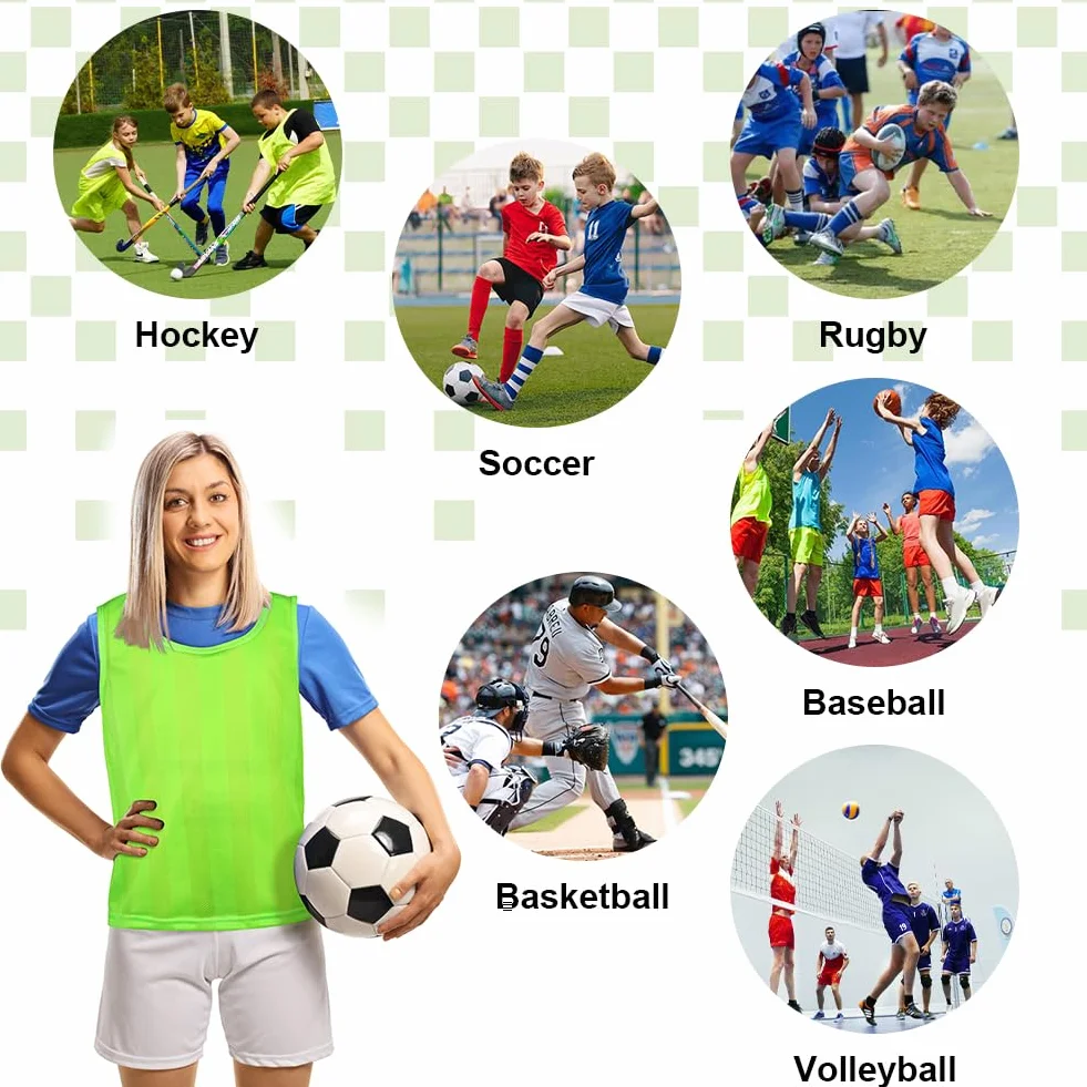 Petos Futbol 6Pcs Chaleco de Entrenamiento de Malla Transpirable para Niños Adultos Fútbol Baloncesto