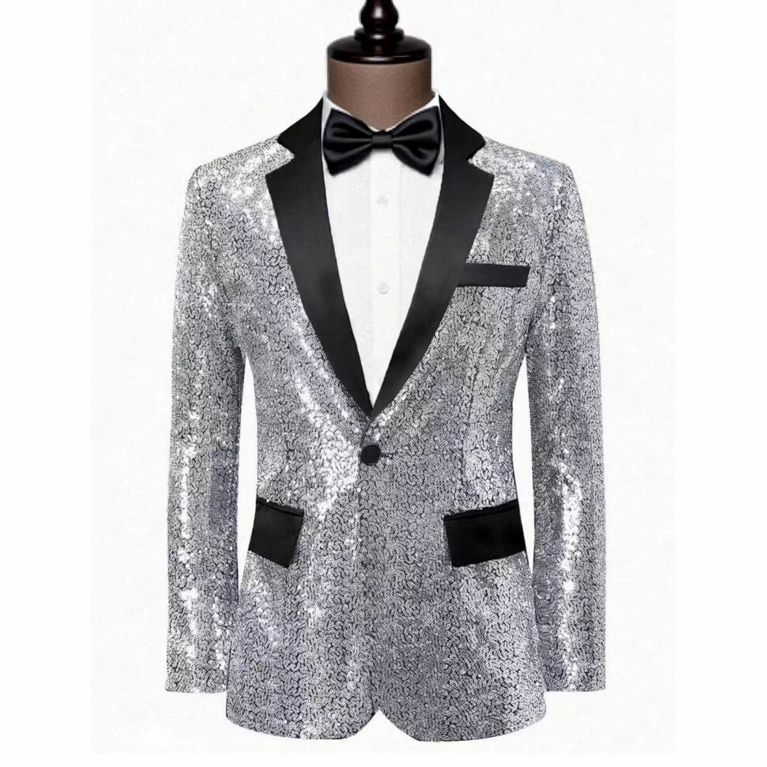 Disfraz de carnaval con lentejuelas para hombre, con alas para escenarios y fiestas, manga larga
