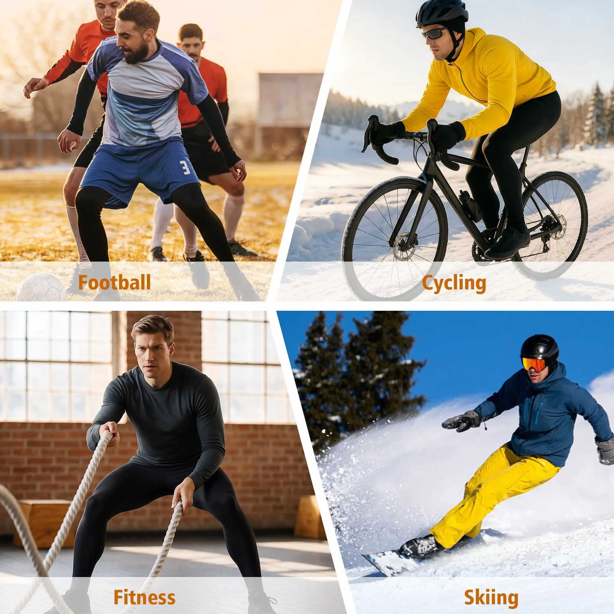 BENNIES Pantalon Termico Hombre Mallas Deporte Running Montaña Ropa Termica Frio Leggins Negro Gris