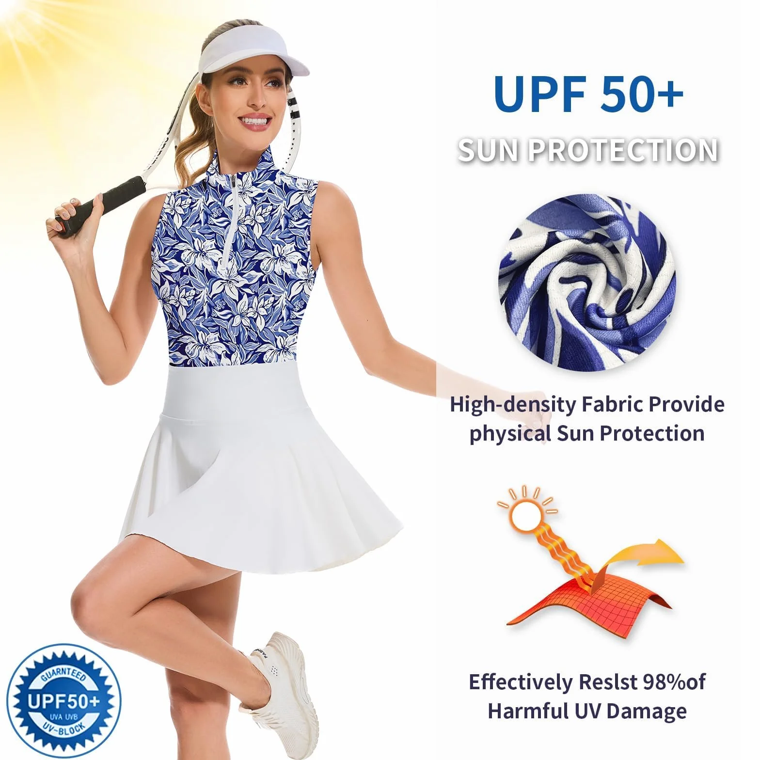 Soneven Polo deportivo para mujer transpirable sin mangas camiseta golf funcional cremallera 1/4 verano tenis