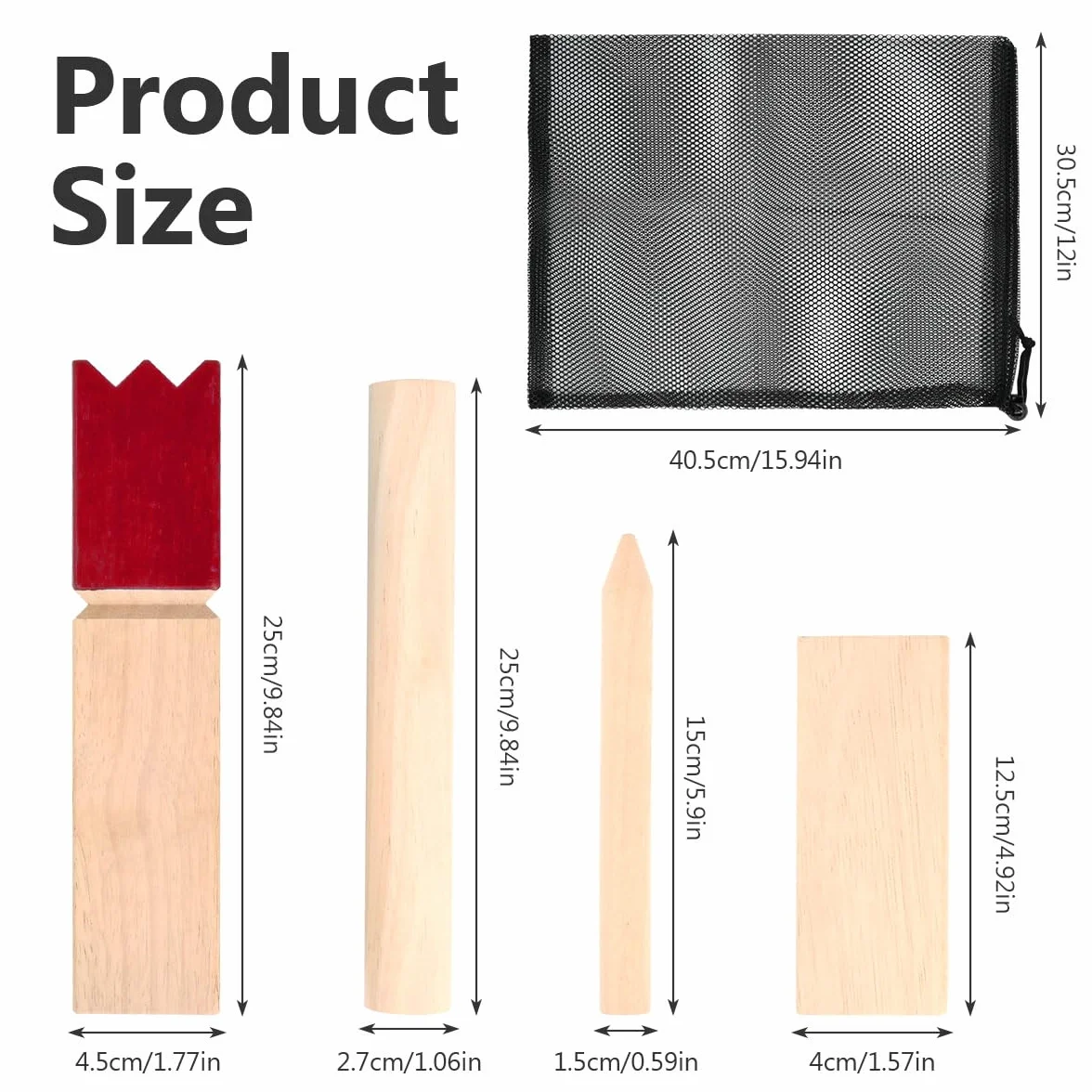Kubb Juego Vikingo de Madera Maciza, 22 Piezas con Bolsa, Juego de Lanzamiento de Exterior para Adultos